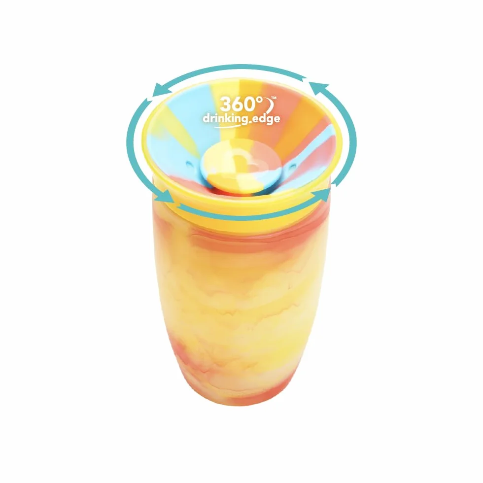 Munchkin Miracle 360 Tasses Bébé Gobelet à Flux Libre Sans BPA 296 ml Pack de 2 Bleu/Jaune