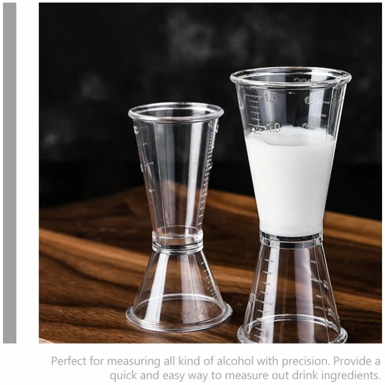 ULTECHNOVO Lot de 6 tasses à mesurer en plastique à double doseur à cocktail à long manche