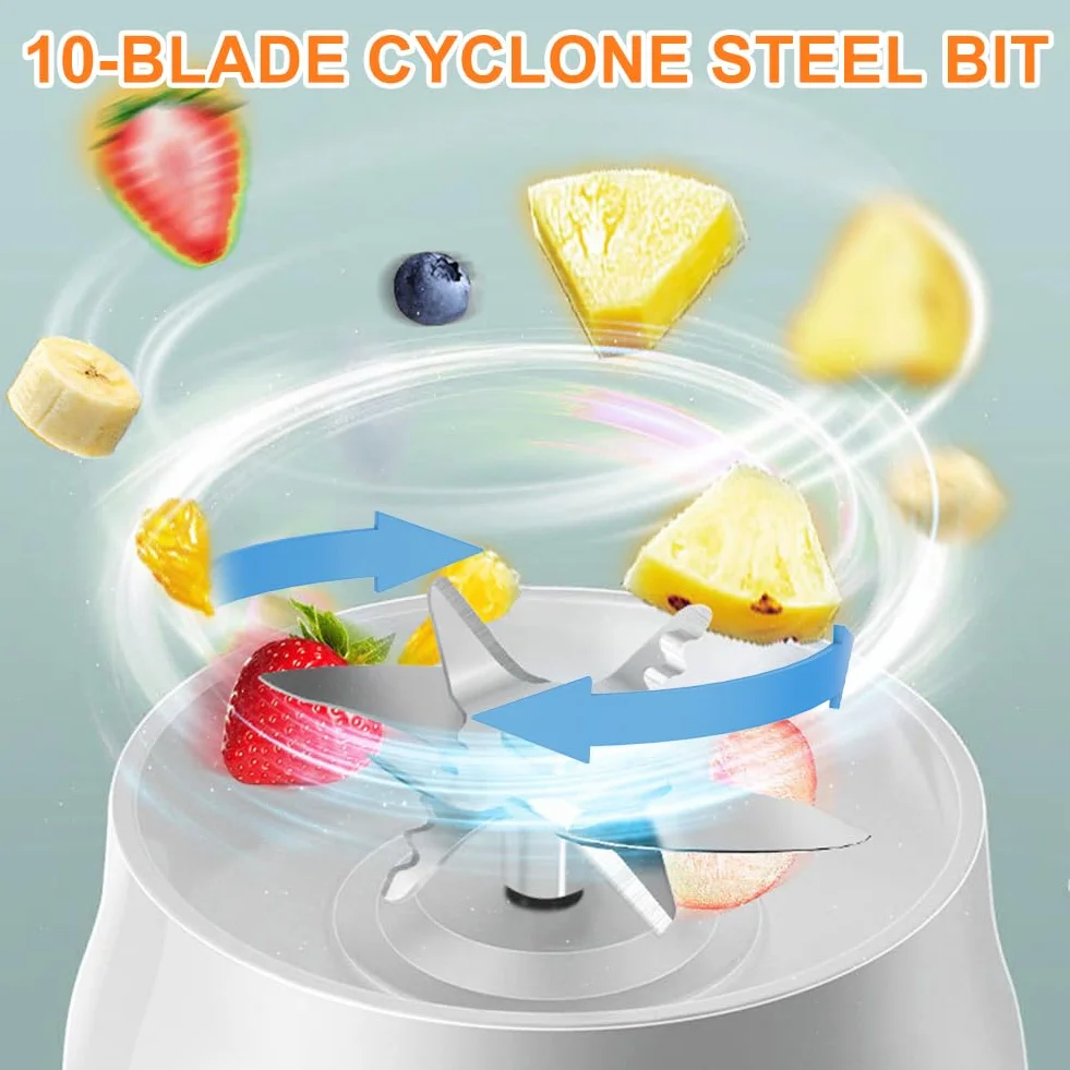 Mixeur portable 500 ml 10 lames rechargeable USB pour jus smoothies bébé