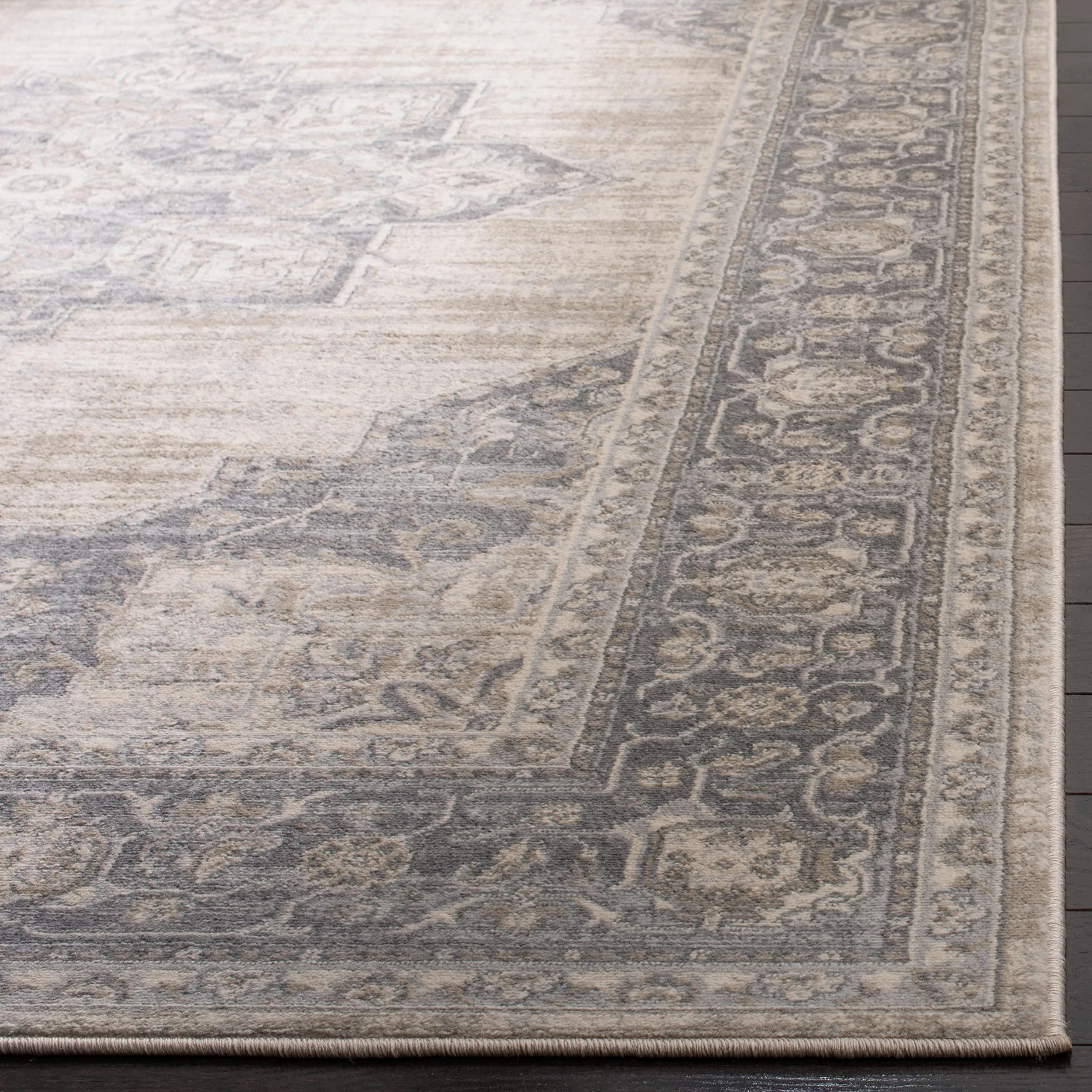 SAFAVIEH Tapis Traditionnel pour Salon, Salle à Manger, Chambre à Coucher - Brentwood Collection, Tapis à Poil Court, Crème et Gris, 122 X 183 cm