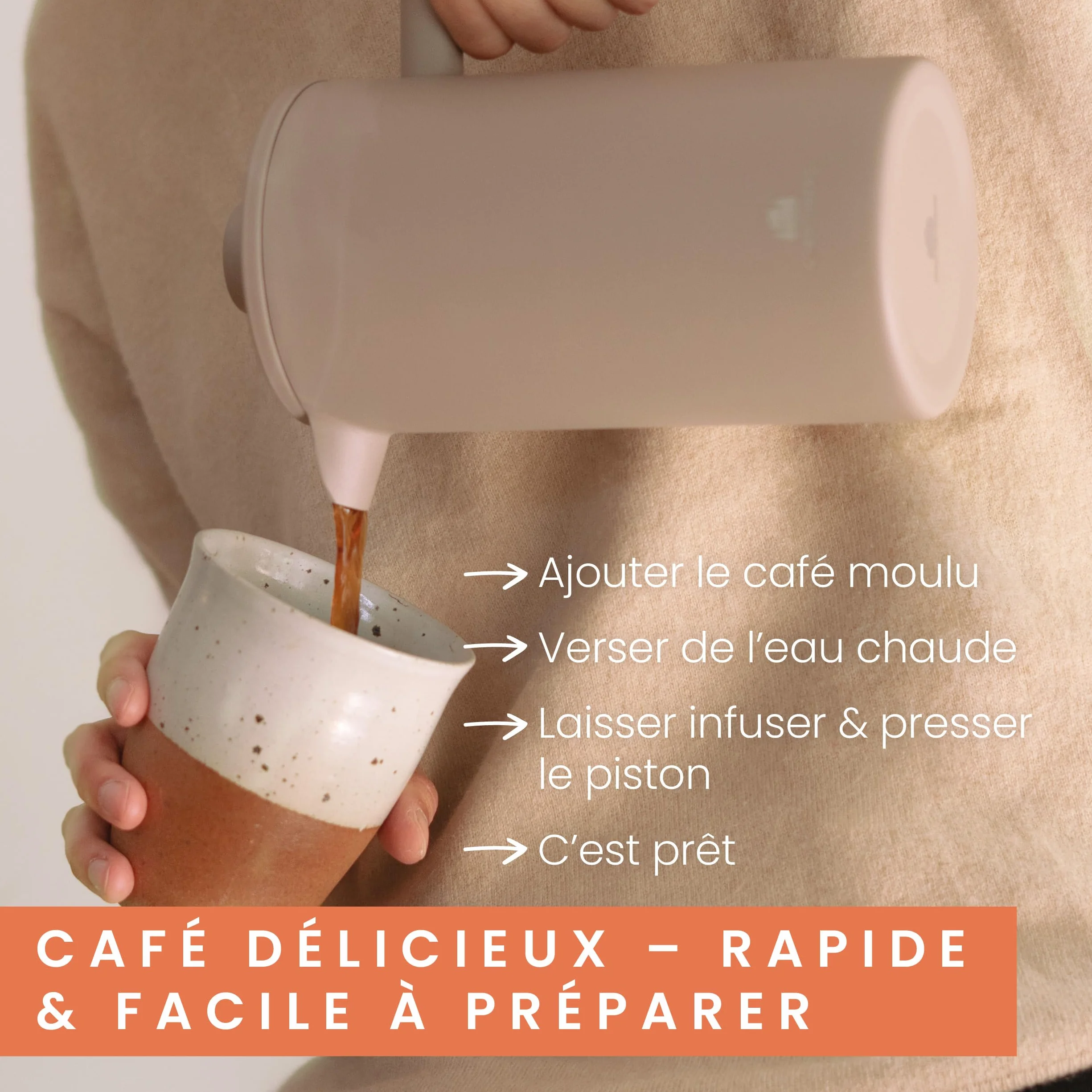Groenenberg Cafetière à piston en acier inox French Press Earth 1 litre
