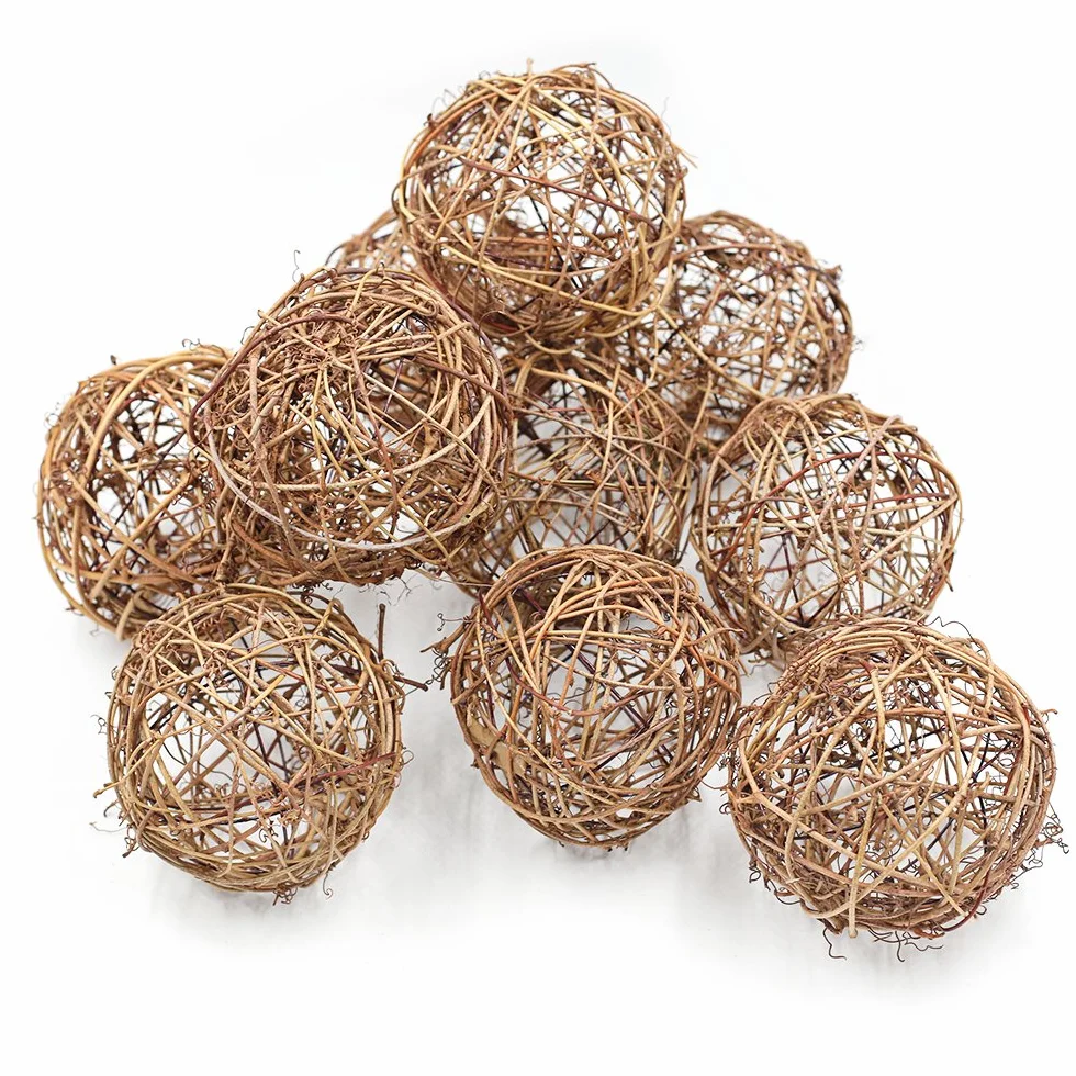 Lot de 12 boules en rotin naturel à suspendre 7,6 cm remplissage de vase loisirs créatifs décoration