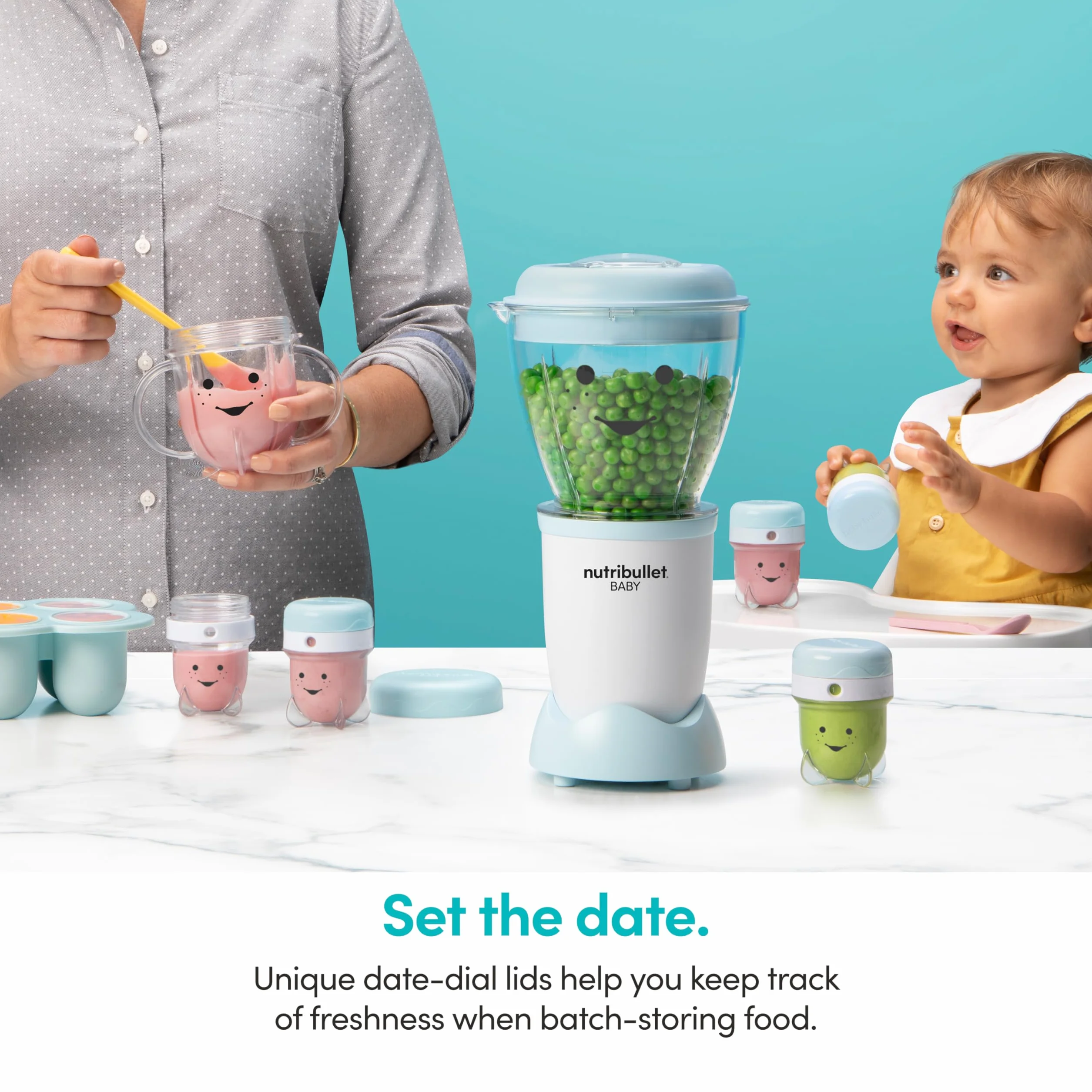 NutriBullet NBY-50100 Système complet de préparation des aliments pour bébé, 32 oz, bleu