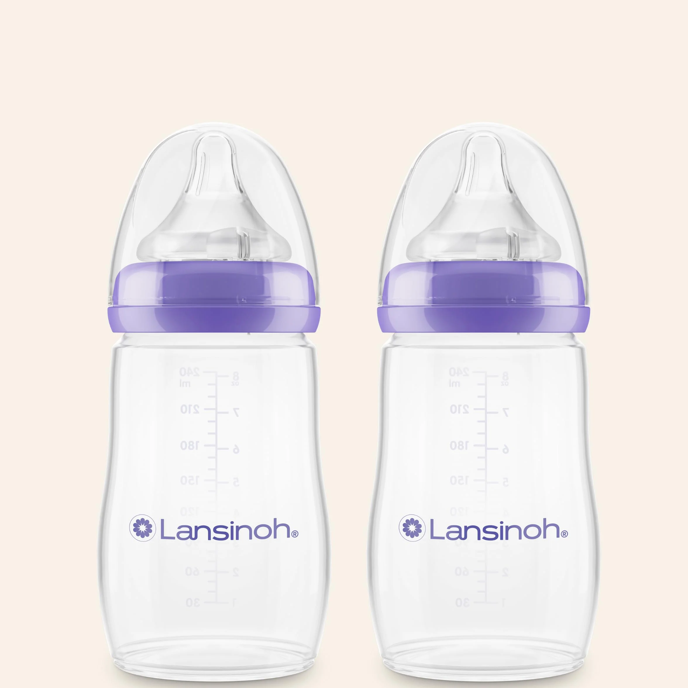 Lansinoh Biberon PP Natural Wave 2x240ml Anti-Colique AVS Tétine Large Souple Sans BPA Allaitement Mixte 0 mois