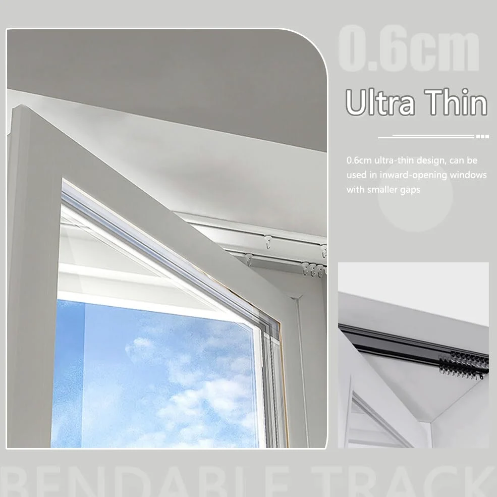 Rail de rideau en aluminium 120-500 cm pour chambre à coucher, salon, salle à manger, camping-car