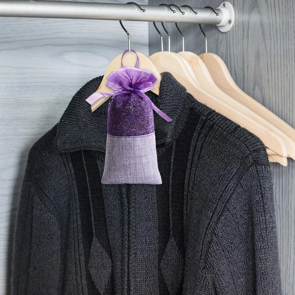 Sacs de Lavande en Coton Violet avec Cordon de Gaze pour Armoire et Aromatherapie Voiture
