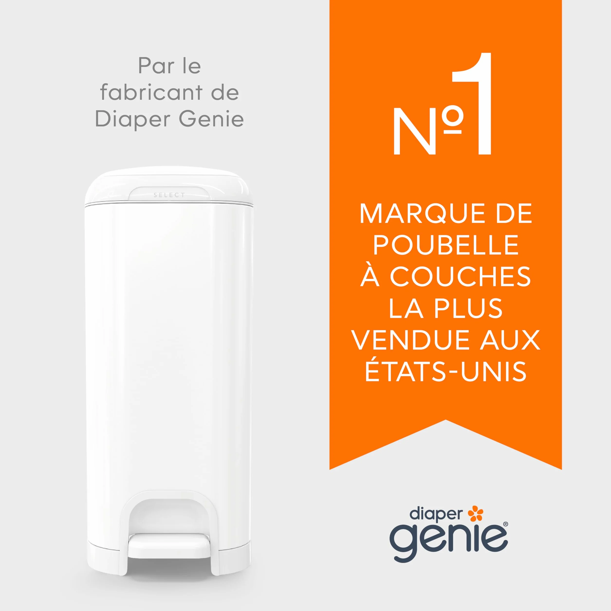 Angelcare Poubelle à Couches Classic XL Anti-Odeur Haute Capacité 1 Mois 190 Couches
