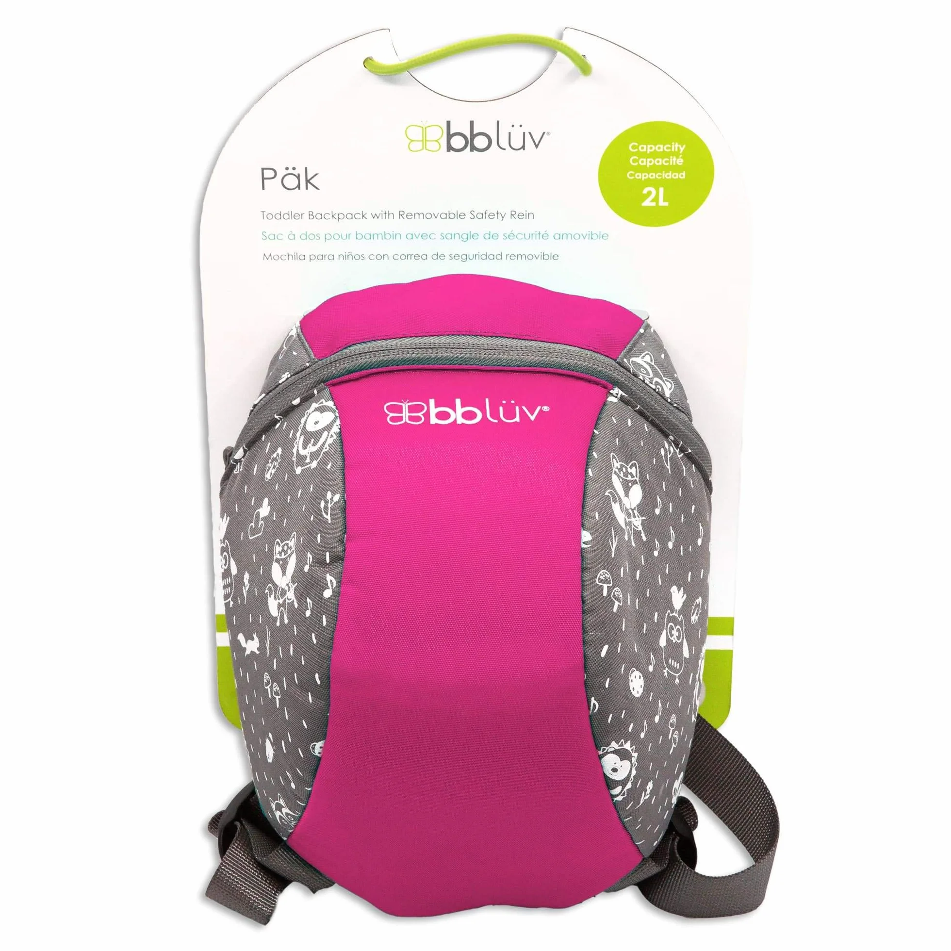 Sac à dos pour tout-petit enfant avec sangle de sécurité amovible Rose