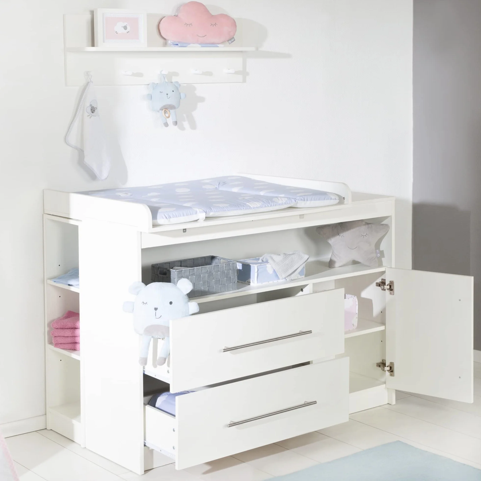 roba Babymöbel Maren Lot de 2 pièces Lit d'enfant 70 x 140 cm transformable commode à langer Blanc