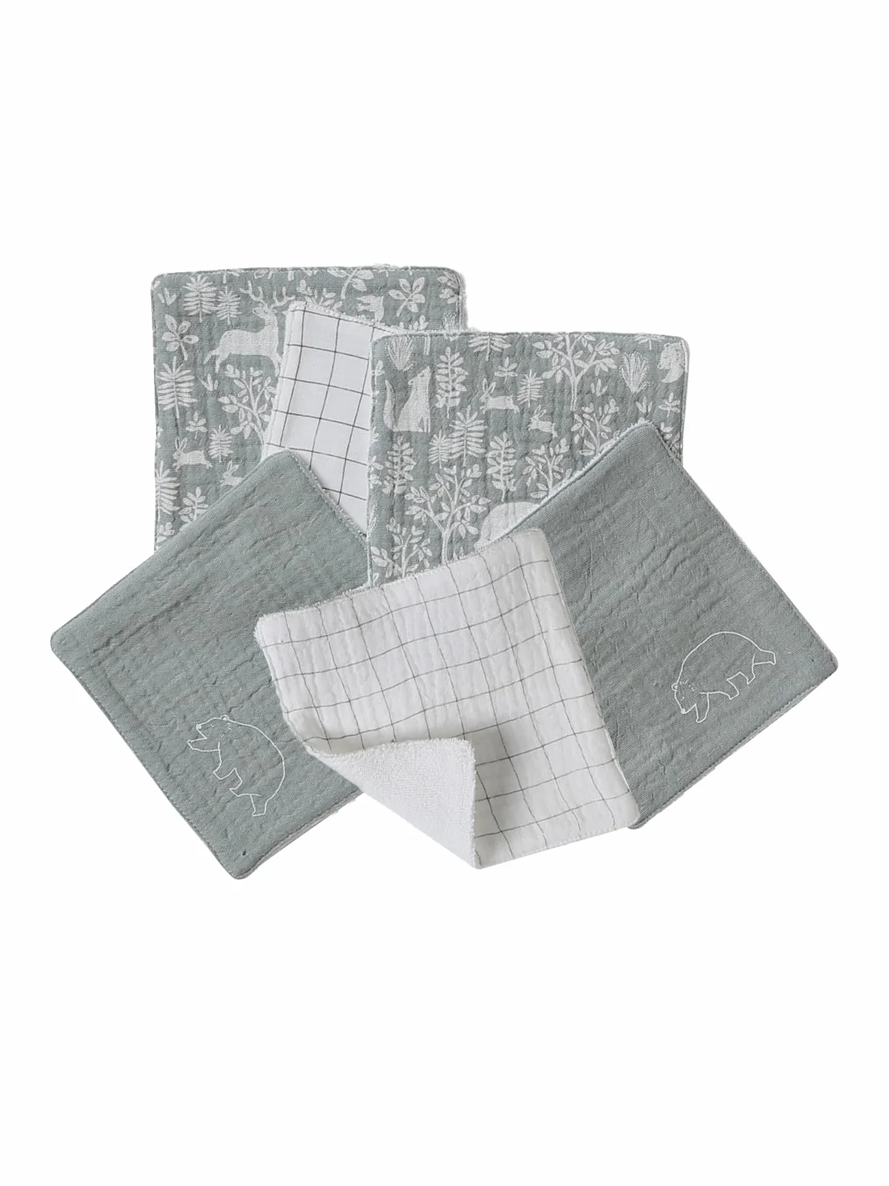VERTBAUDET Lot de 6 lingettes lavables bleu grisé