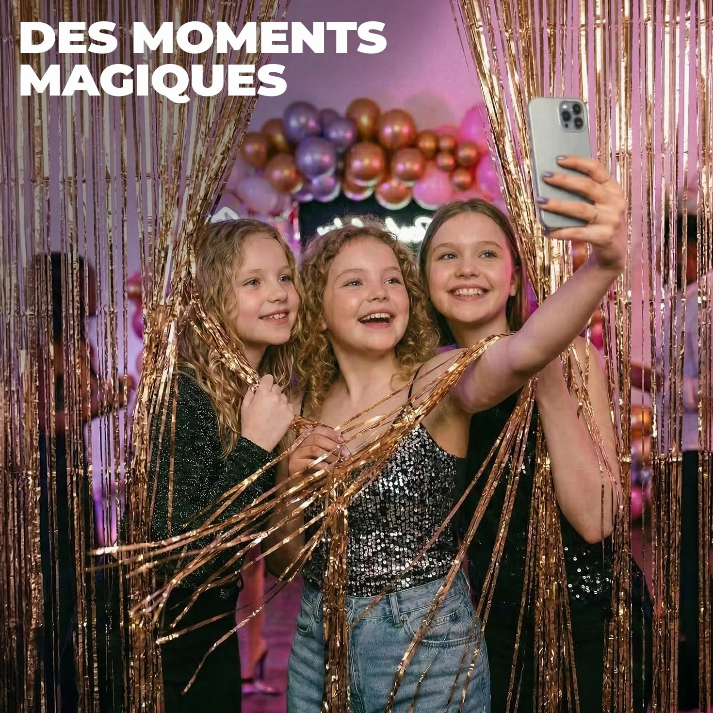 SparkL 2 Rideaux Paillettes Argentées 2m Haut Déco Fête Anniversaire Mariage