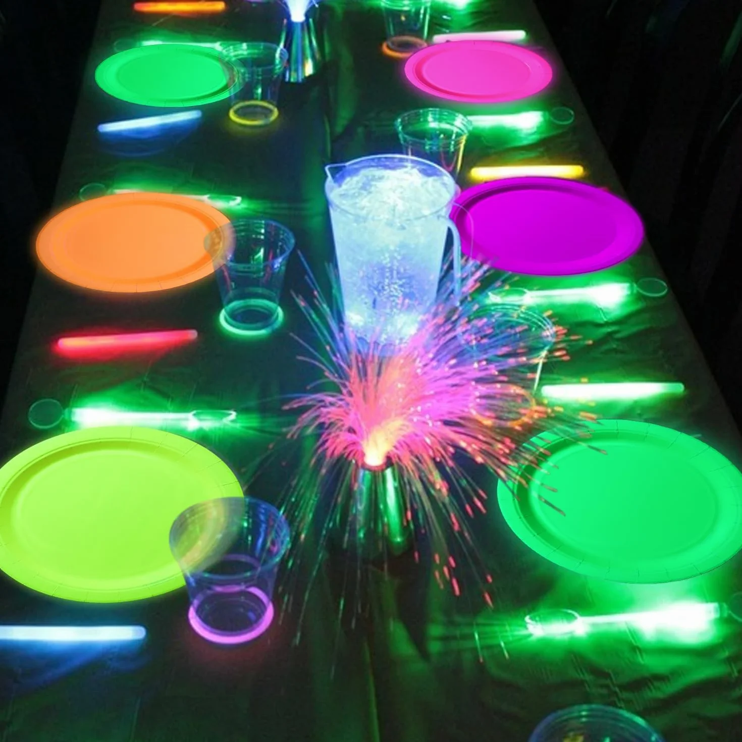 Glow dans l'obscurité Assiettes de fête au néon 5 couleurs Halloween