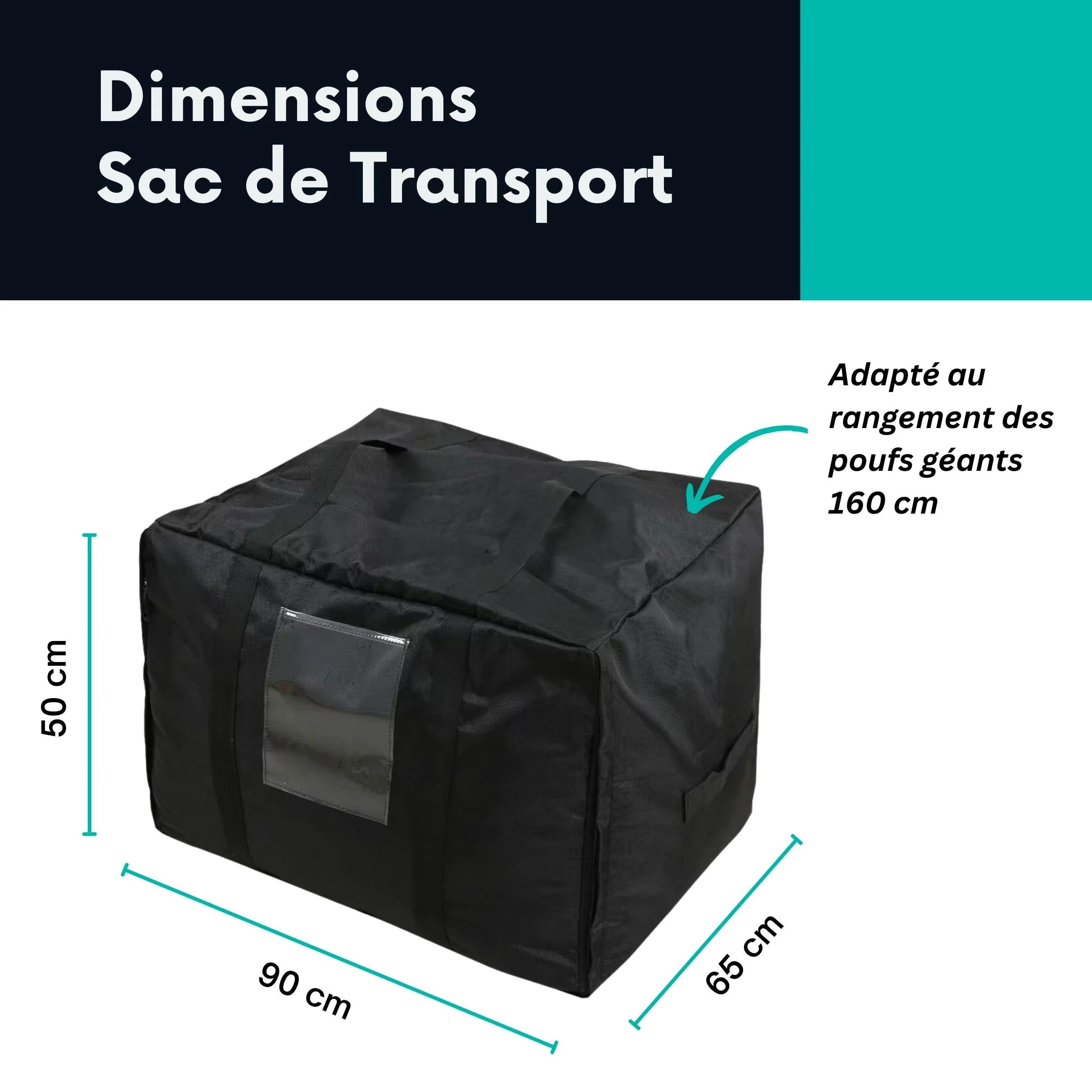 bananair Sac de Rangement sous Vide XXL + Grand Sac de Rangement et Transport - Résistant et Pratique pour Ranger Votre Gros Pouf XXL de 160 cm