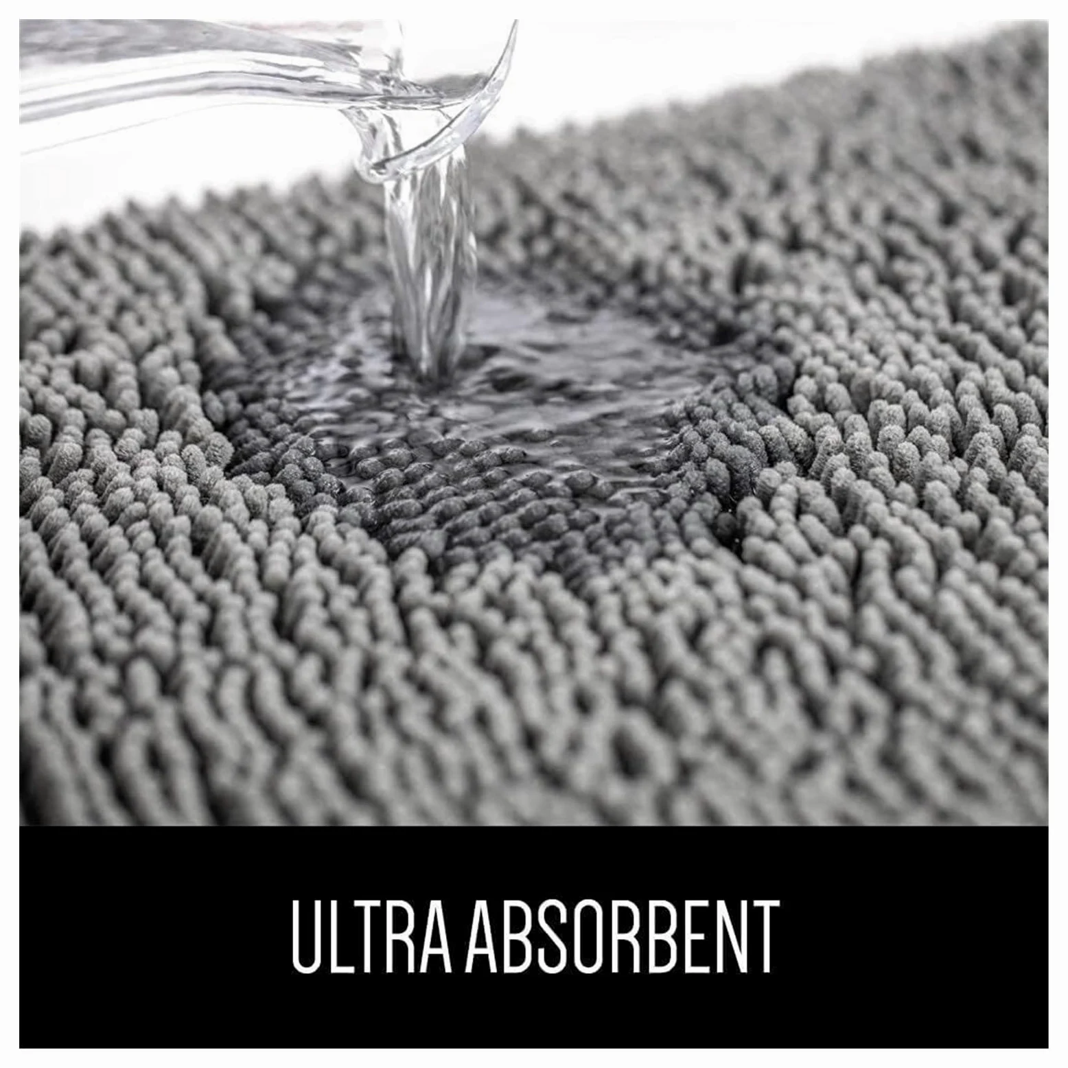 Tapis de bain en peluche – Tapis de salle de bain chenille ultra doux, antidérapant, super absorbant l'eau, long tapis de couloir pour un usage domestique