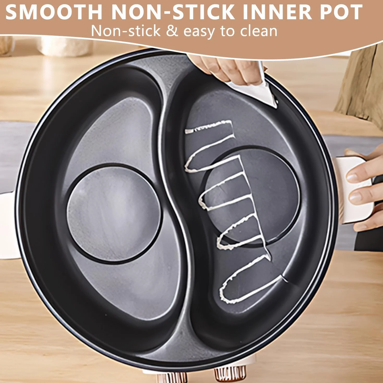 Hot pot électrique 7,5 L Double Récipient 1600 W Mijoteuse multifonctionnel