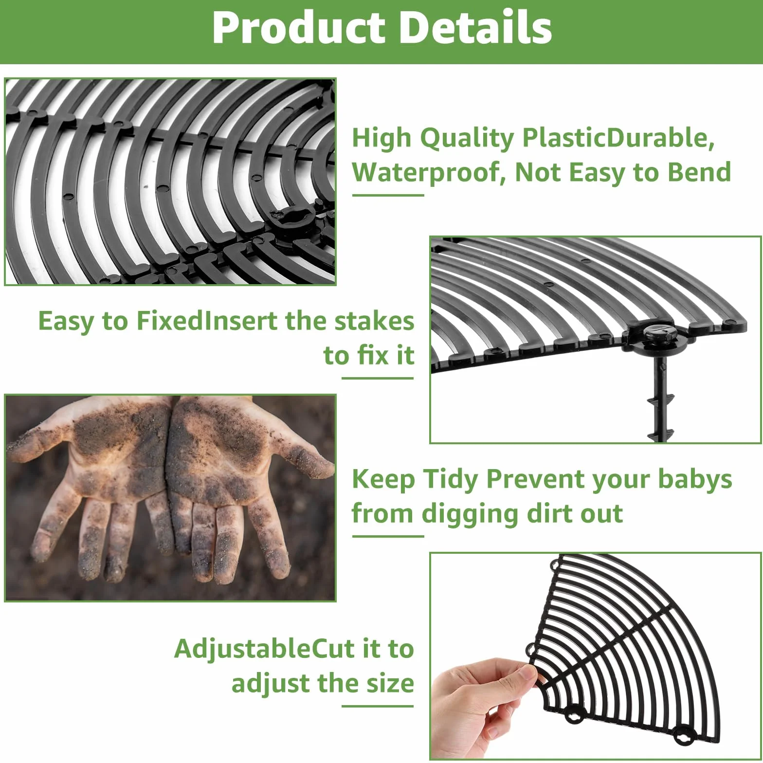 JMIATRY Lot de 5 grilles de protection pour pots de fleurs 30 cm + 52 cm noires
