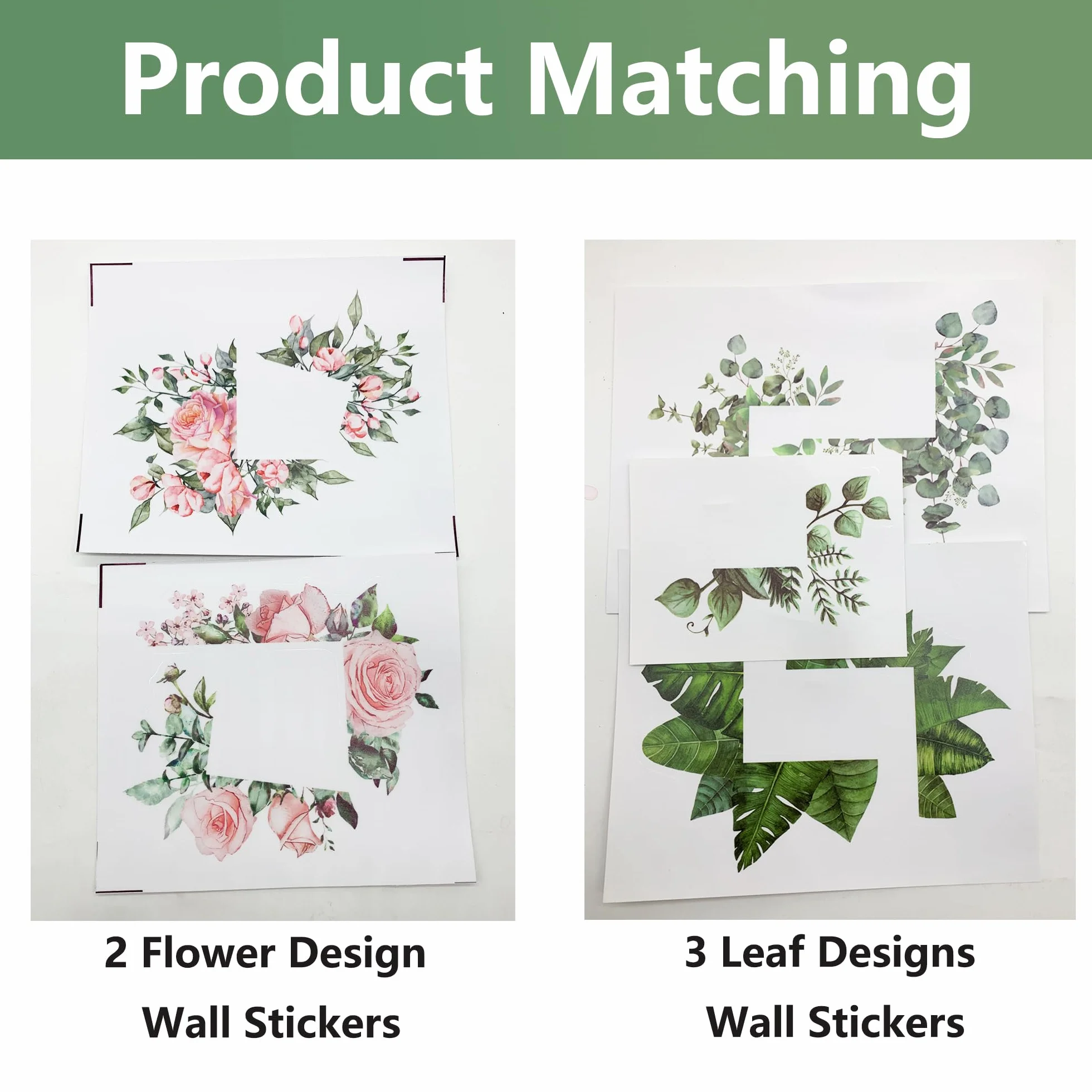 TINGWEN 5 Pièces Autocollant Interrupteur Mural Stickers PVC Green Plant Décoratif pour Salon Chambre