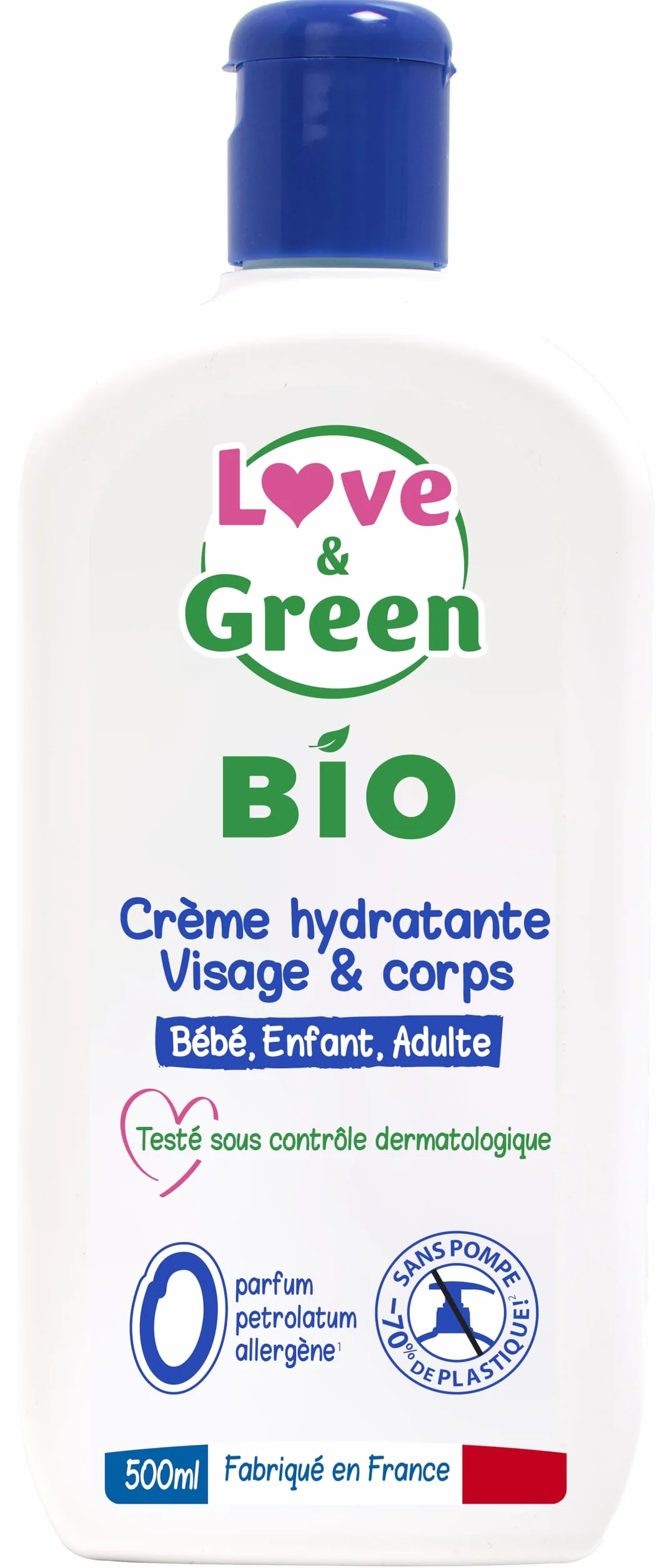Love & Green Crème Hydratante Visage/Corps Bio 500 ml