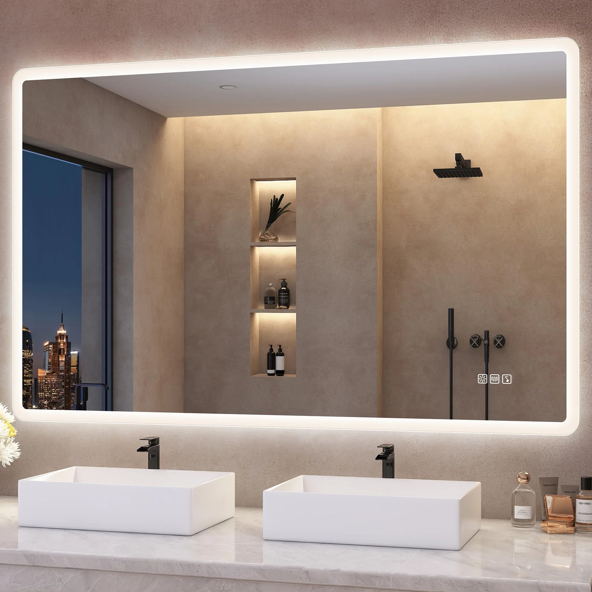 Miroir Salle de Bain LED 120x70cm Bluetooth Anti-buée IP44 Dimmable Mémoire Verre Trempé