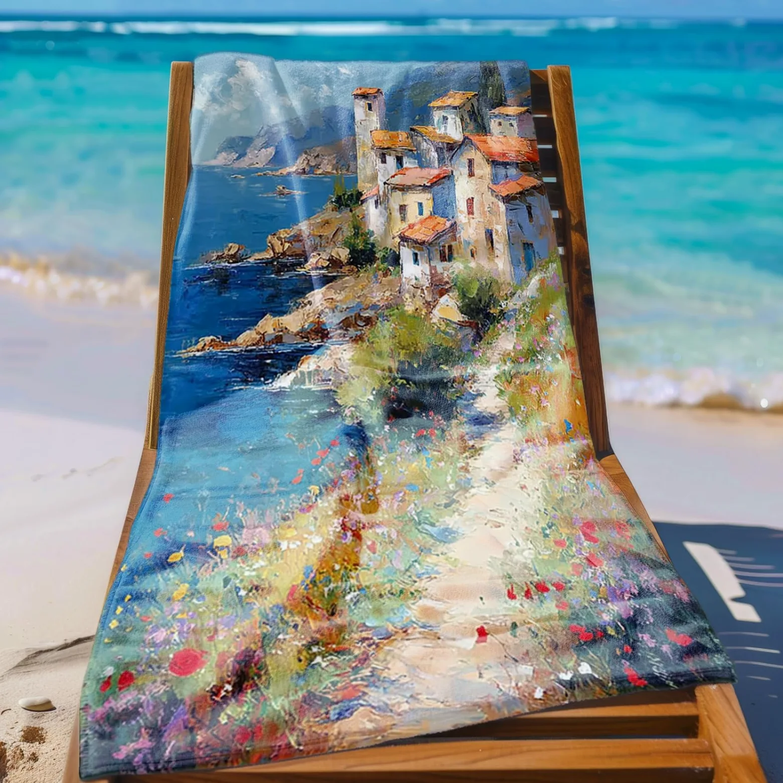 Tapis de Plage XXL Anti Sable Fleurs en Bord De Mer Serviette Piscine Adulte,Natte De Plage Pliable, Voyage Accessoires De Plage Camping,Serviette de Bain Personnalisée