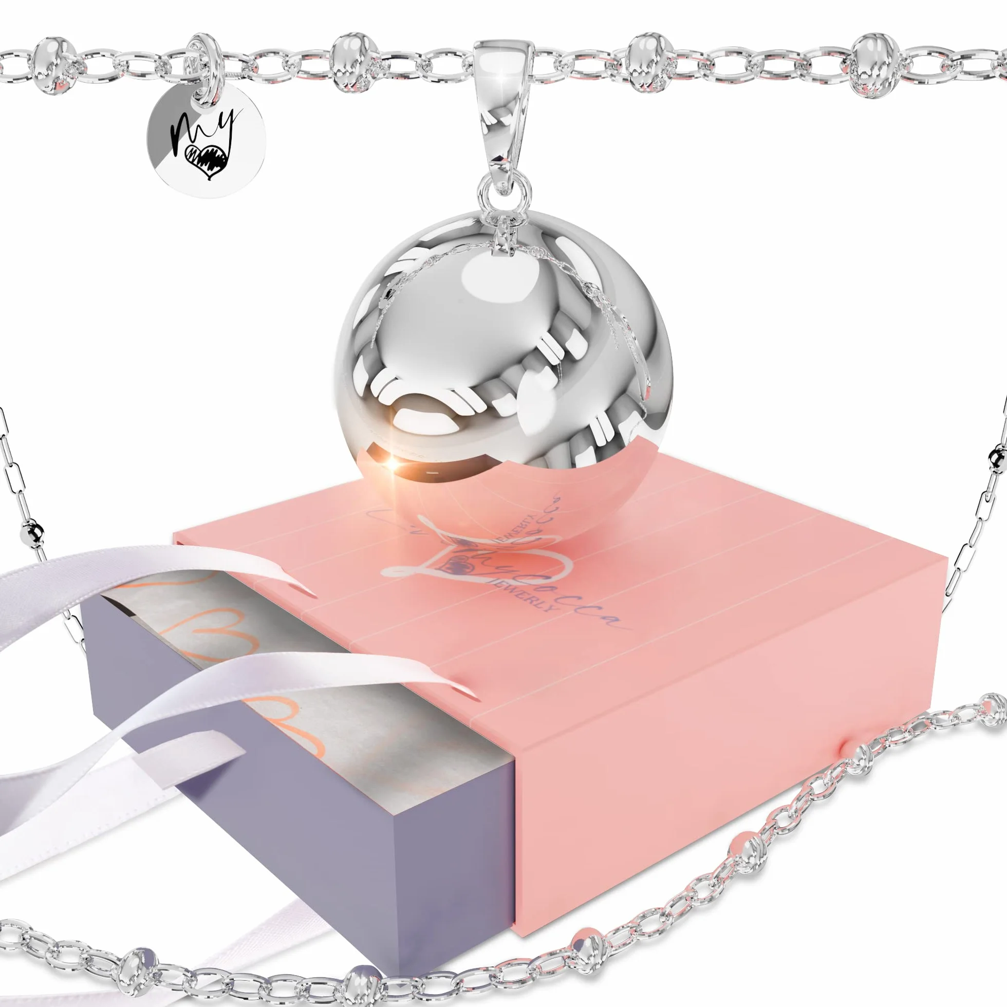 Collier Appel Anges Grossesse, coffret cadeau personnalisé, Collana Lunga, Laiton