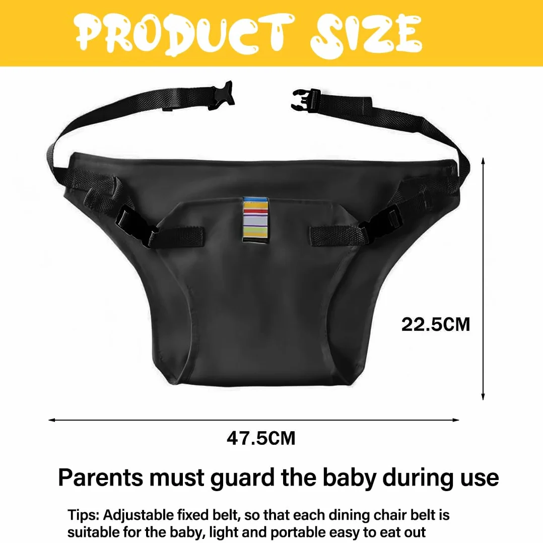 Harnais de Voyage pour Chaise Haute Portable pour Bébés, Sangle Réglable de Sécurité, Respirant (Noir)