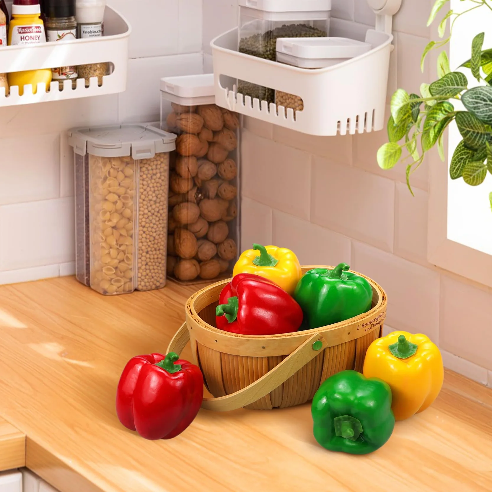 Lorigun Poivrons Artificiels 6Pcs Rouge Vert Jaune Légumes Décoratifs en Mousse