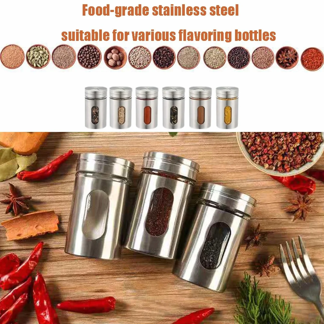 Lot de 6 pots à épices en verre 80 ml avec couvercle à vis, organisateur pour sel et poivre