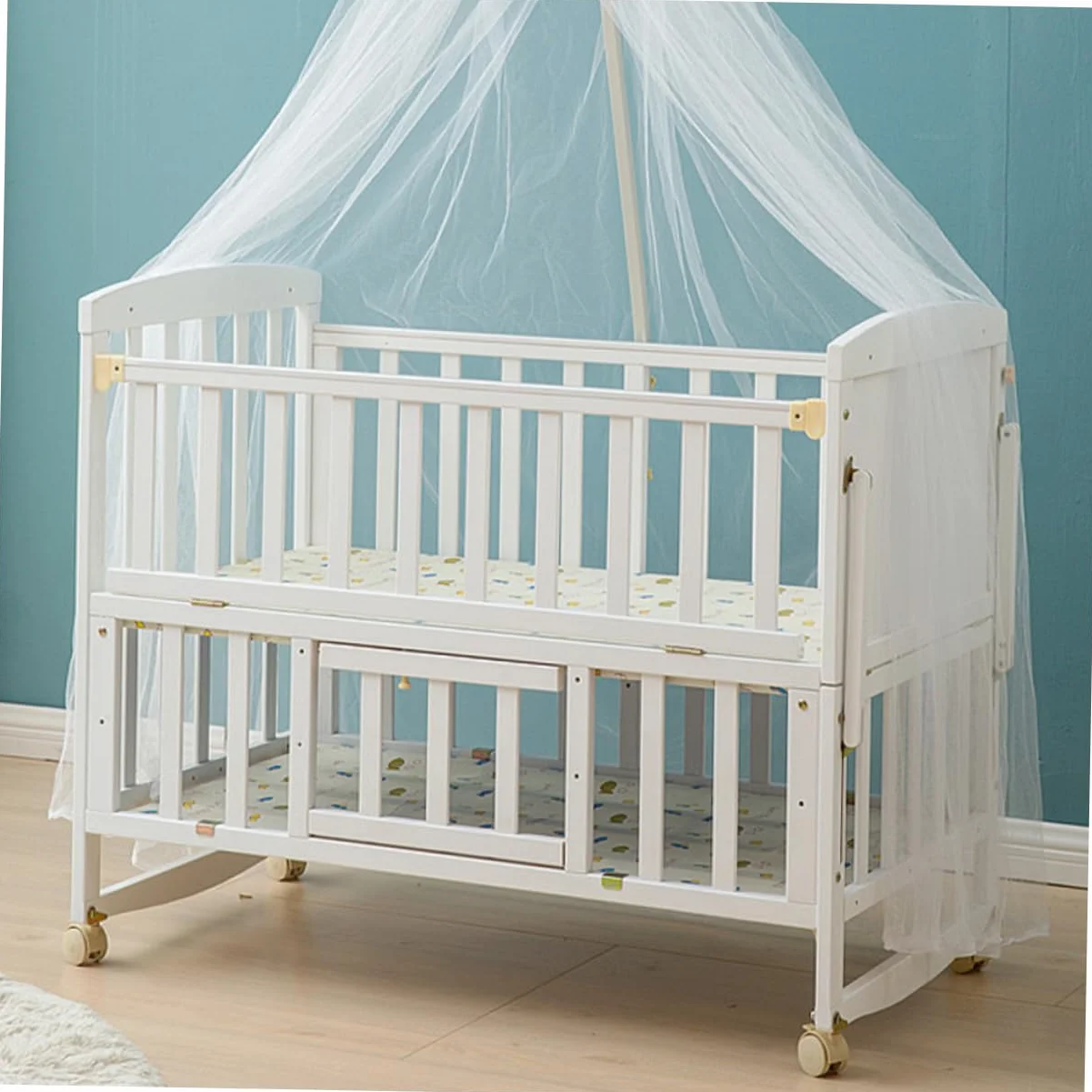 Roulettes Pivotantes Silencieuses Frein en PU Ensemble de 4 pour Lit Bébé