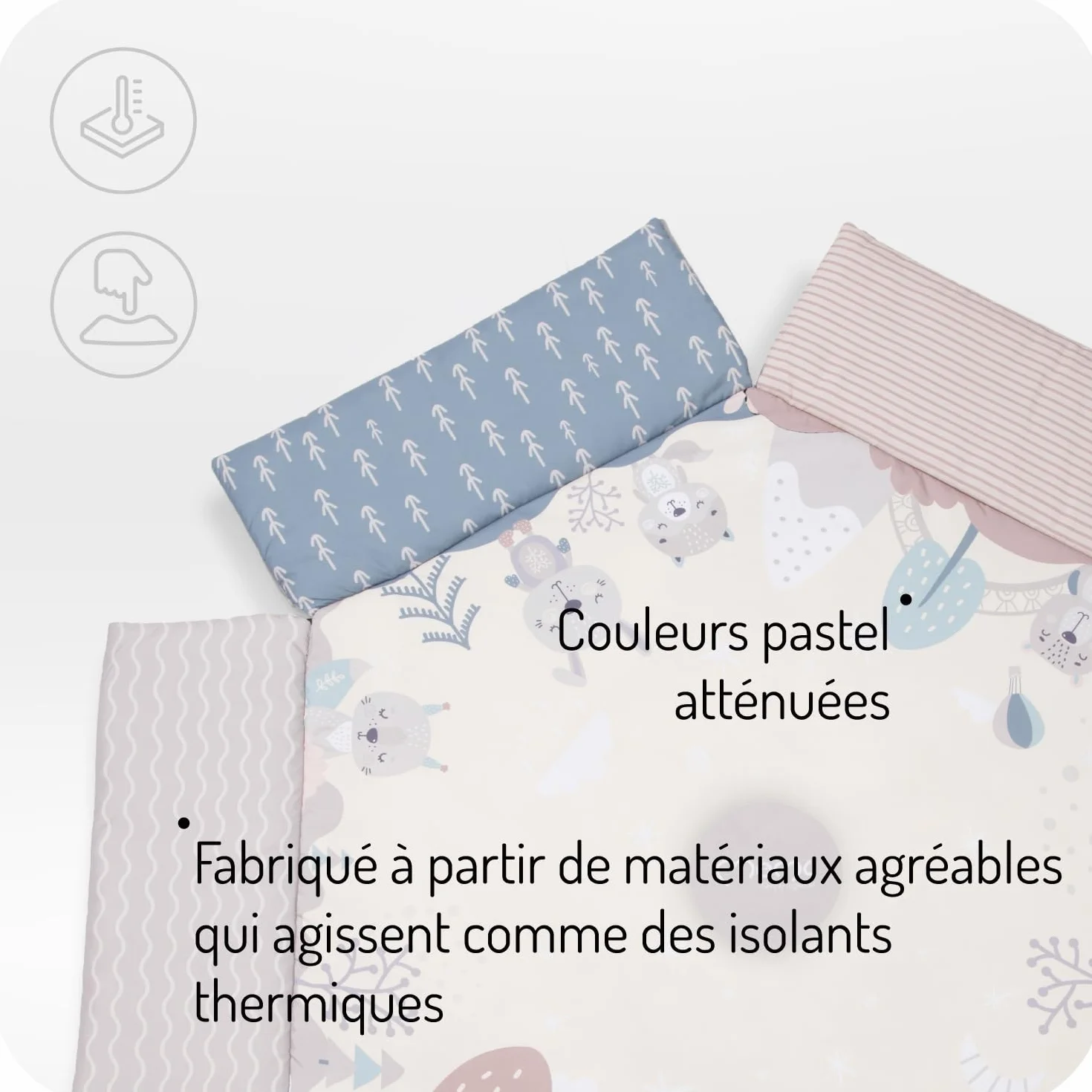 Arche de jeu MoMi PASTEL 3 en 1 avec tapis rampant, bain de balles, 5 jouets, 20 balles