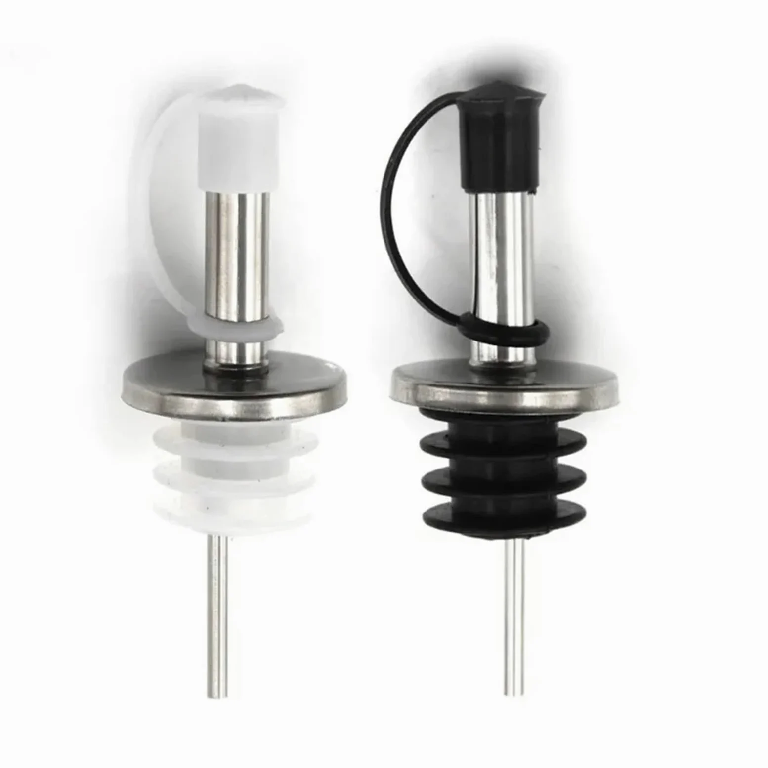 Bouchons à vin 30 pièces verseur de bec bouteille d'huile en acier inoxydable avec bouchon flacon liège distributeur d' for garder le Champagne frais(Black)