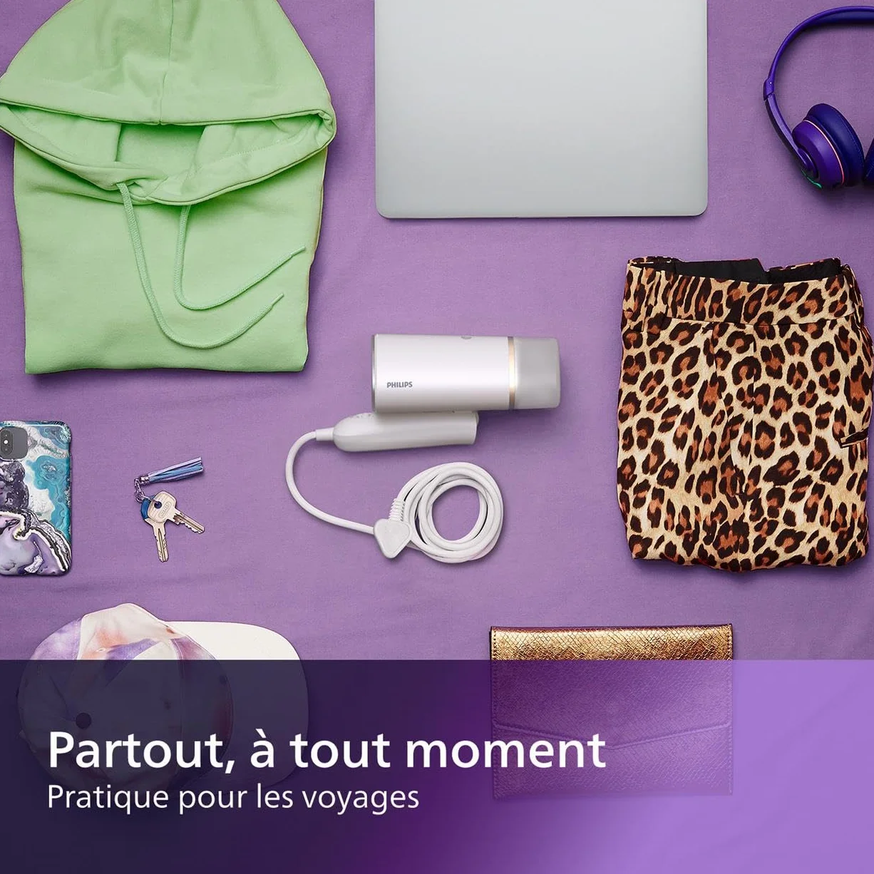 Philips Défroisseur à Main 3000 Séries 1000W Vapeur 20g/min Réservoir 120ml STH3020/10 Blanc