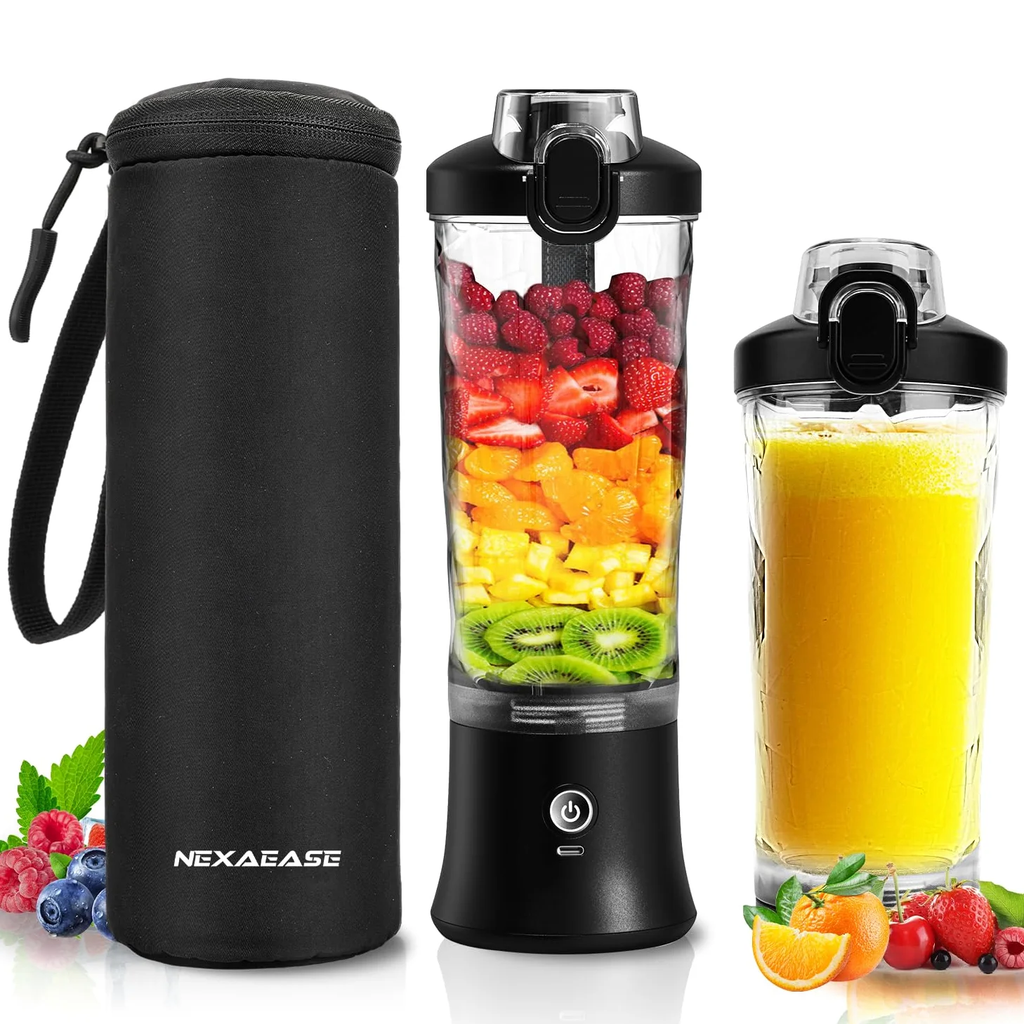 Mixeur personnel portable avec manchon isotherme pour shakes et smoothies – Mini mixeur de 600 ml avec 6 lames, couvercle de voyage, rechargeable par USB – Petit mixeur pour cuisine, voyage