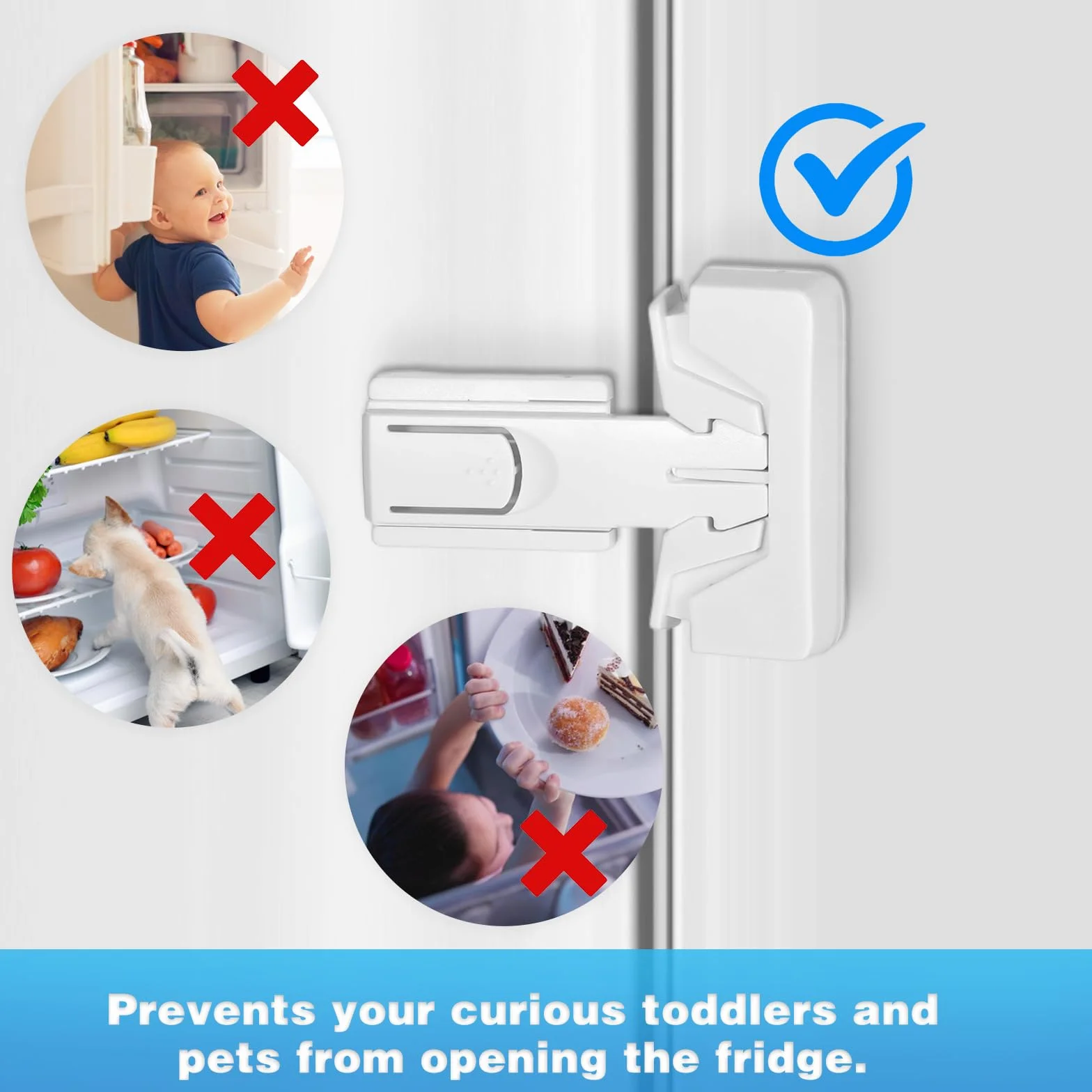 Lot de 2 verrous de réfrigérateur pour enfants - Sans outils - Installation facile (blanc + noir)