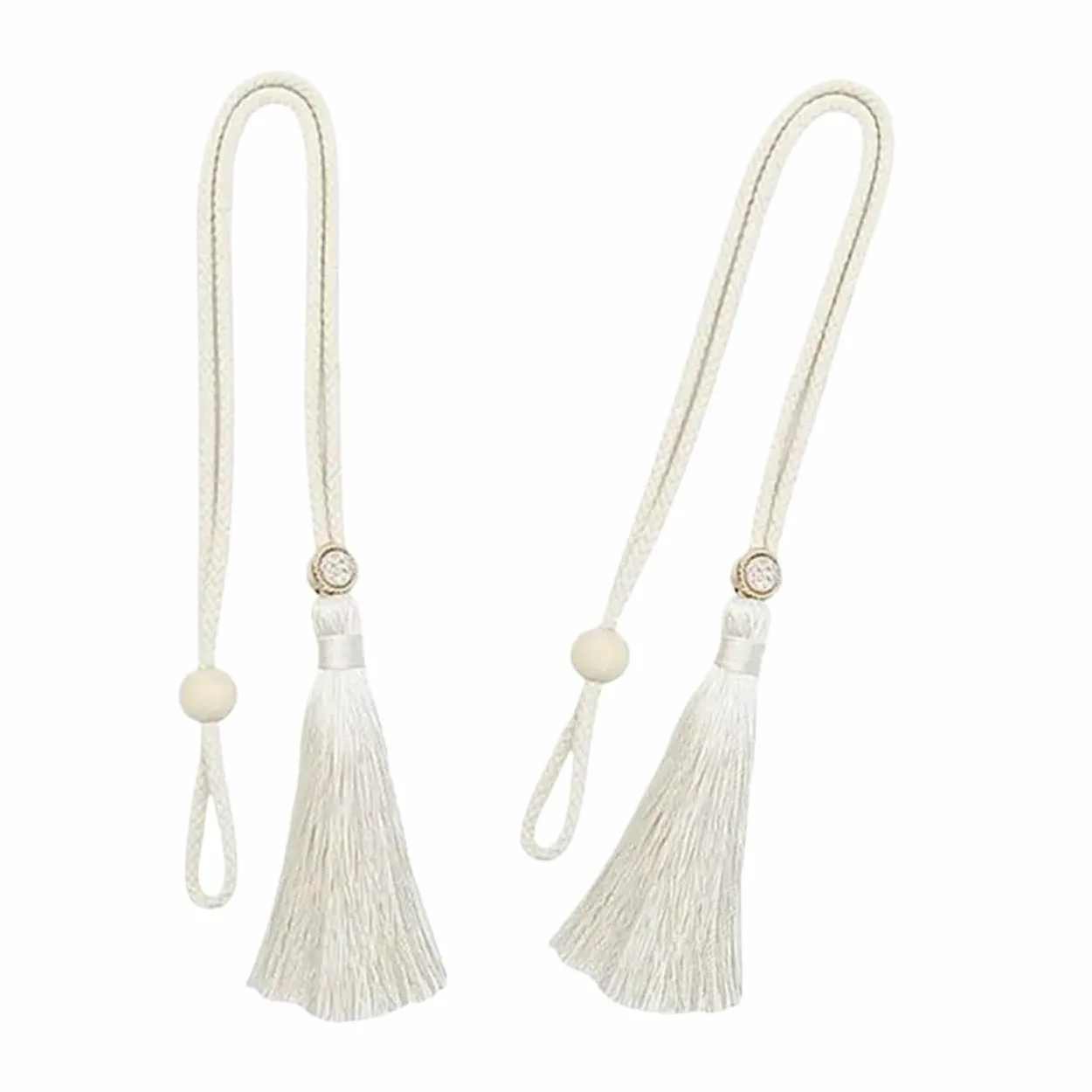 Lot de 20 embrasses de rideaux en coton naturel avec pampilles tissées à la main pour décoration de la maison (embrasses à anneaux)