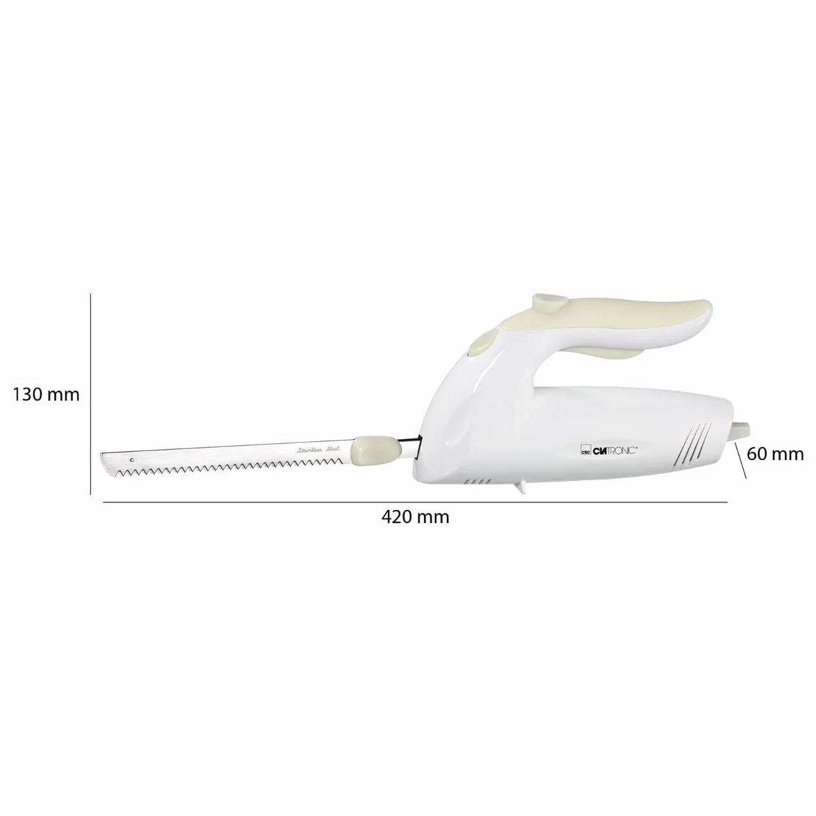Clatronic Couteau électrique EM 3062 Lame acier inoxydable 150 W