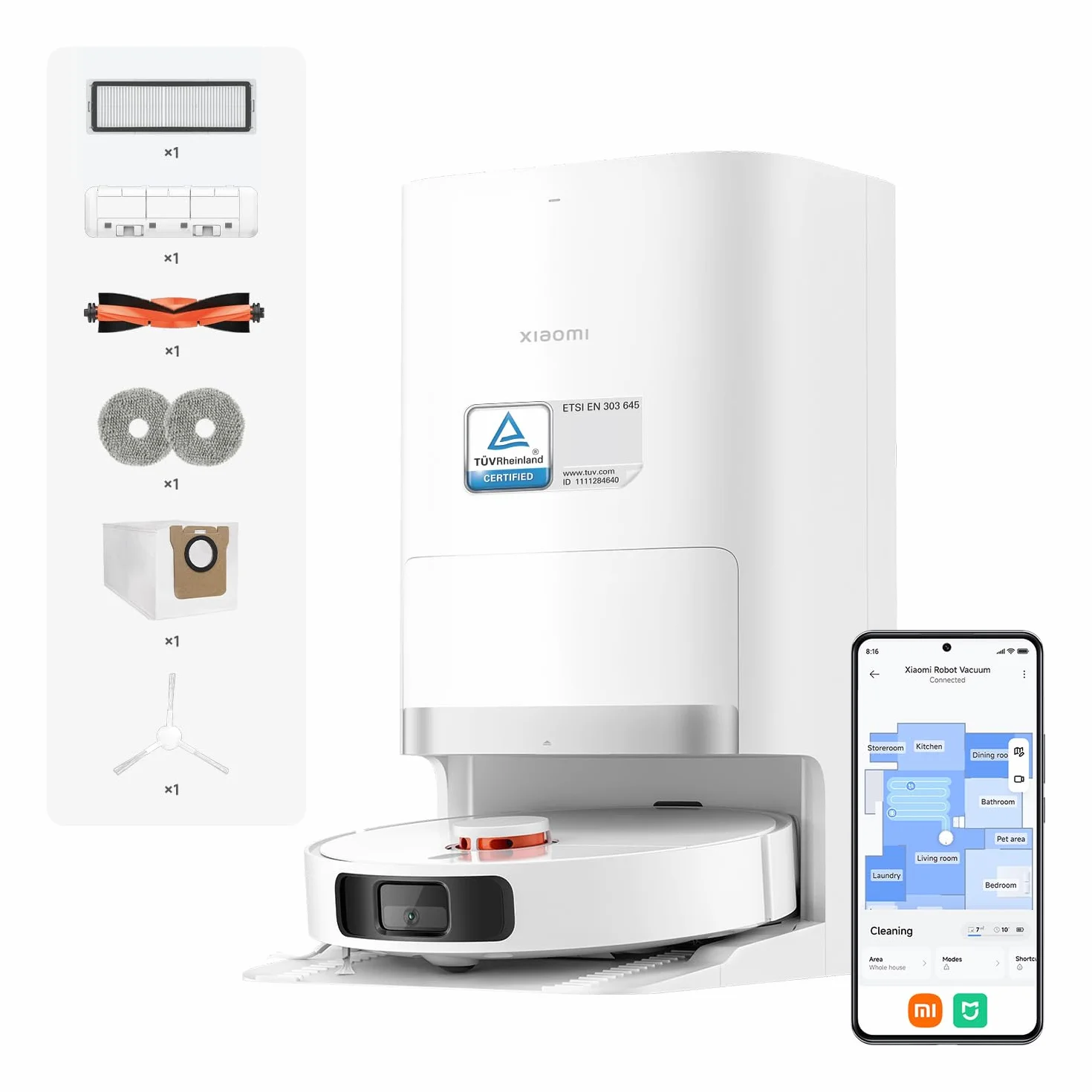 XIAOMI Robot Vacuum X20+ Station Tout-en-Un 6000 Pa Aspiration Lavage & Séchage Auto