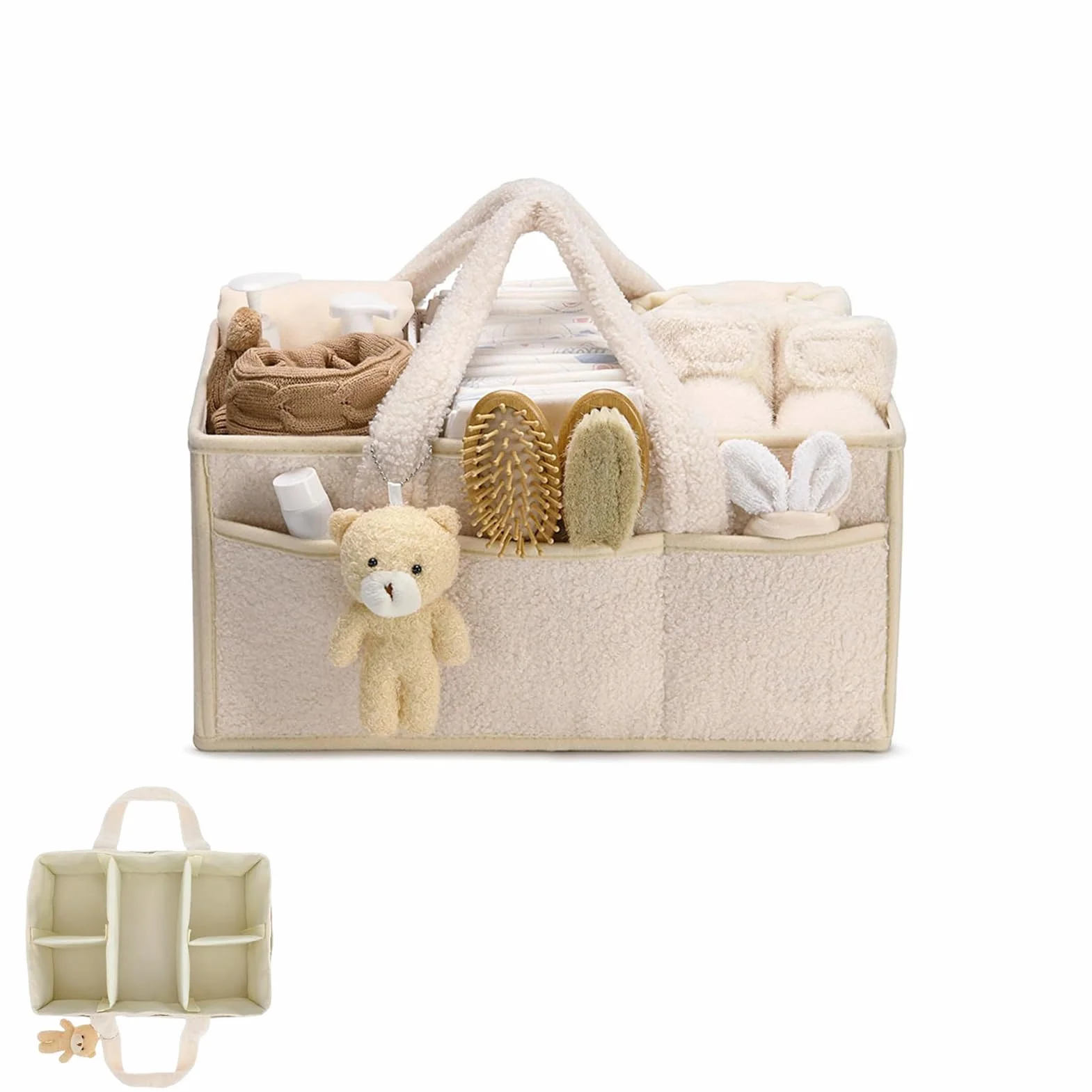 Sinlay Panier Rangement Bébé, Sac à Couches Portable, Compartiment Amovible pour Essentiels Nouveau-Né