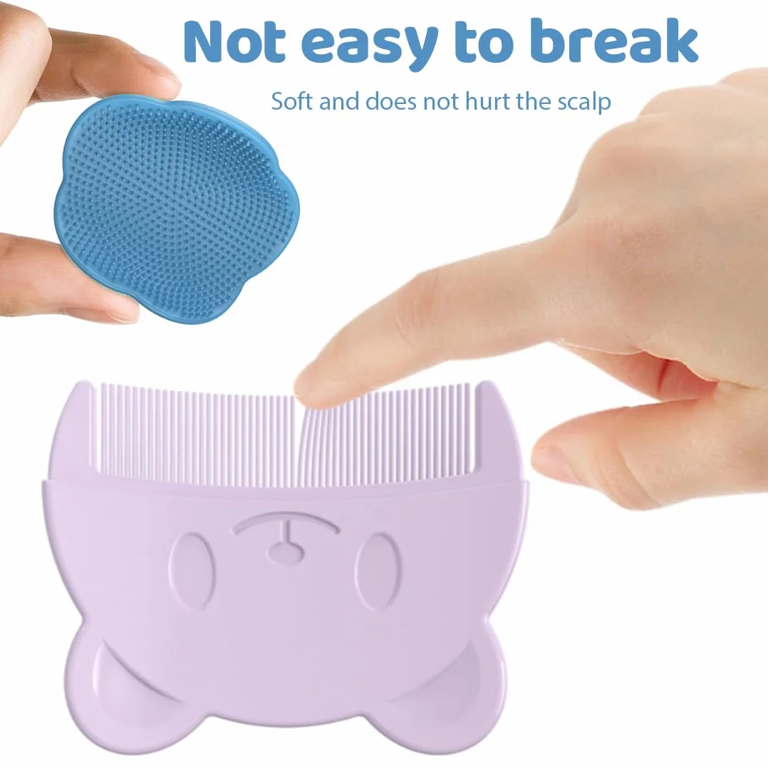 Peigne à Cheveux pour Bébé en Silicone, Brosse de Bain et Massage, 4 Pièces