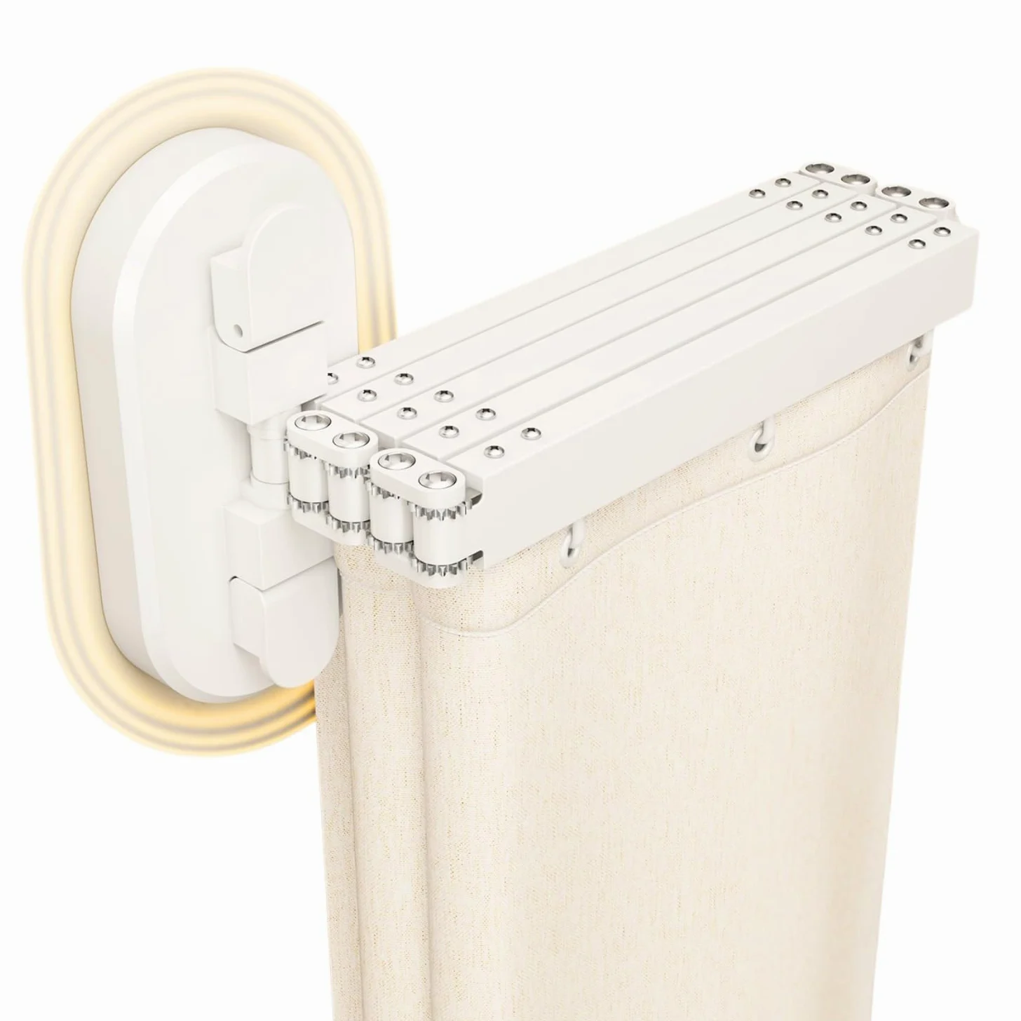Tringle A Rideau De Douche Angle sans Percage, Tringle À Rideau De Douche Pliable avec Ventouses, Barre De Douche en L Rétractable pour Baignoire De Salle De Bain(Beige,102cm)