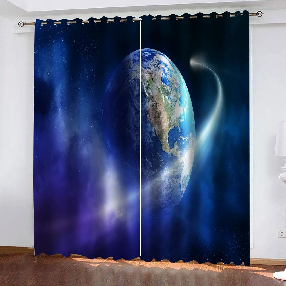 Rideaux Et Draperies Intérieurs 3D Ciel Bleu Nuage Blanc Vue Mer Motif Rideau Occultant À Oeillets Decoration Salon Chambre Maison pour Enfant Adulte 2 Pièces 280x160Cm Design Moderne Imprimé