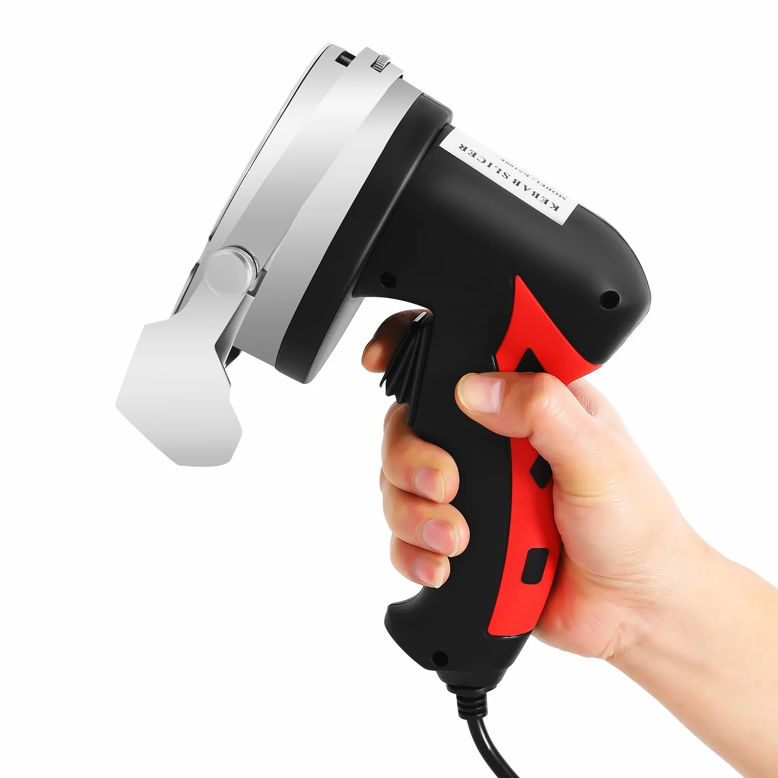 Coupe-kebab électrique 80 W moteur cuivre épaisseur réglable 1-8 mm lames acier inoxydable rouge/noir