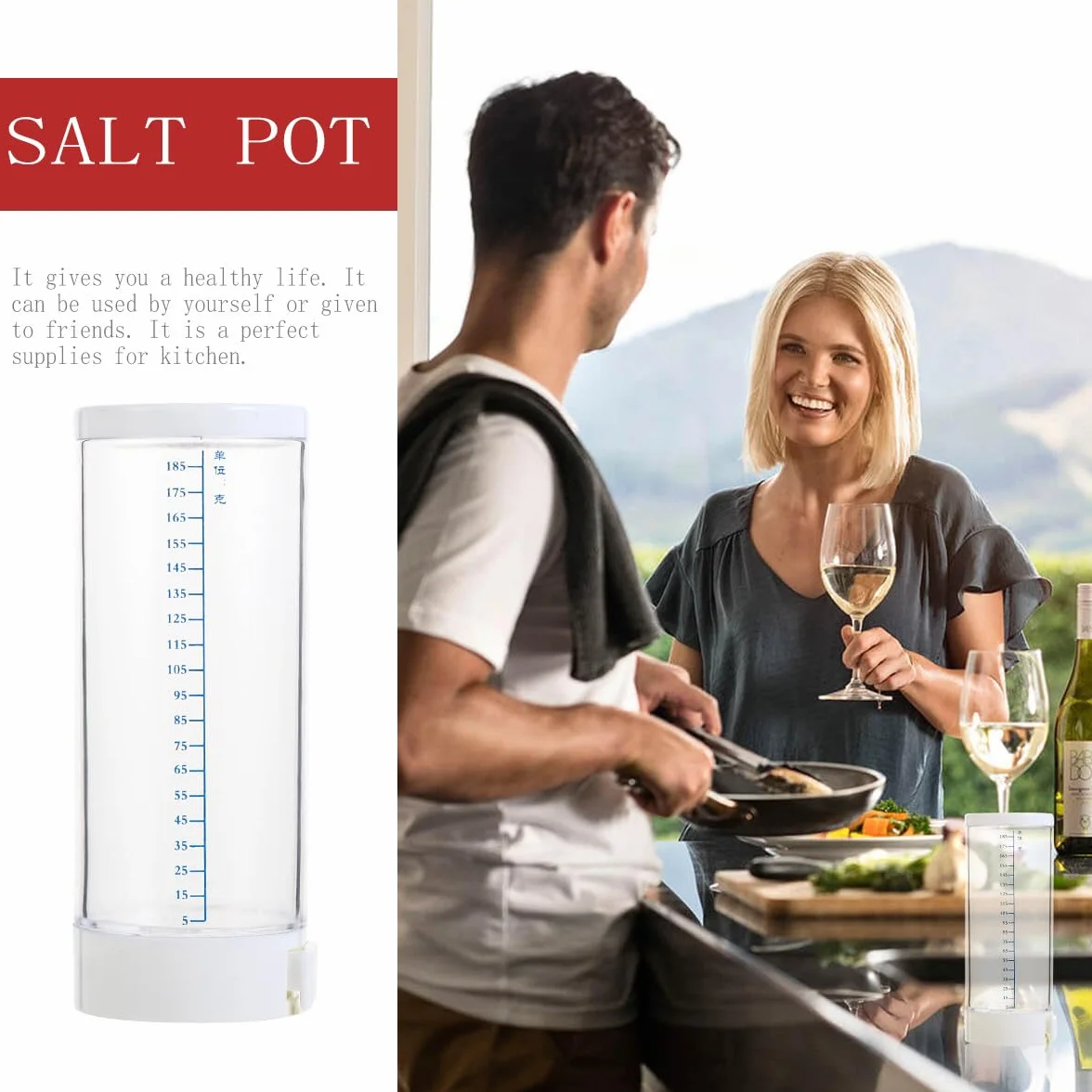 Pot de Contrôle du Sel 0,5g PP Beige Doseur Précis Étanchéité Cuisine