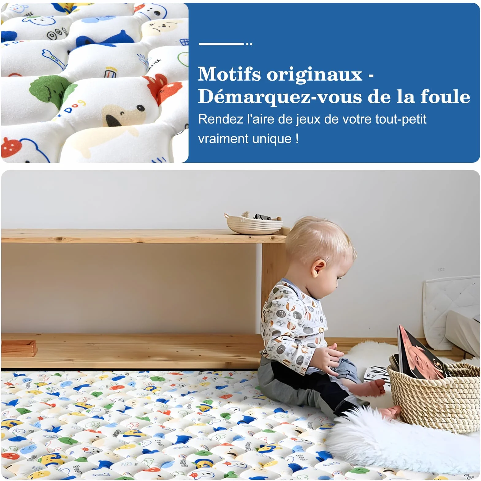 Tapis D'Éveil Bébé Pliable Epais 150x180cm Antidérapant Mousse Premium