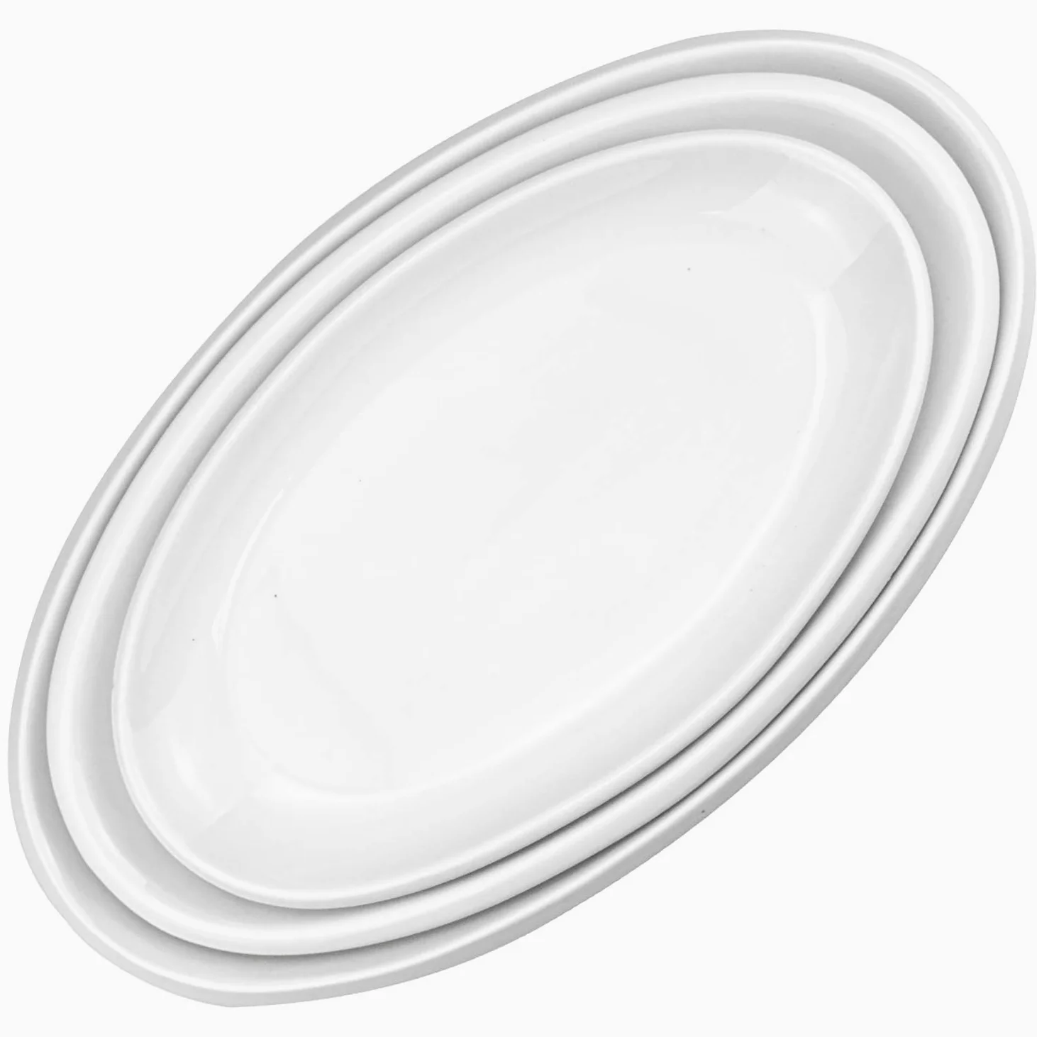 Foraineam Lot de 3 plateaux de service ovales en porcelaine pour fête, dessert, sushi, poisson