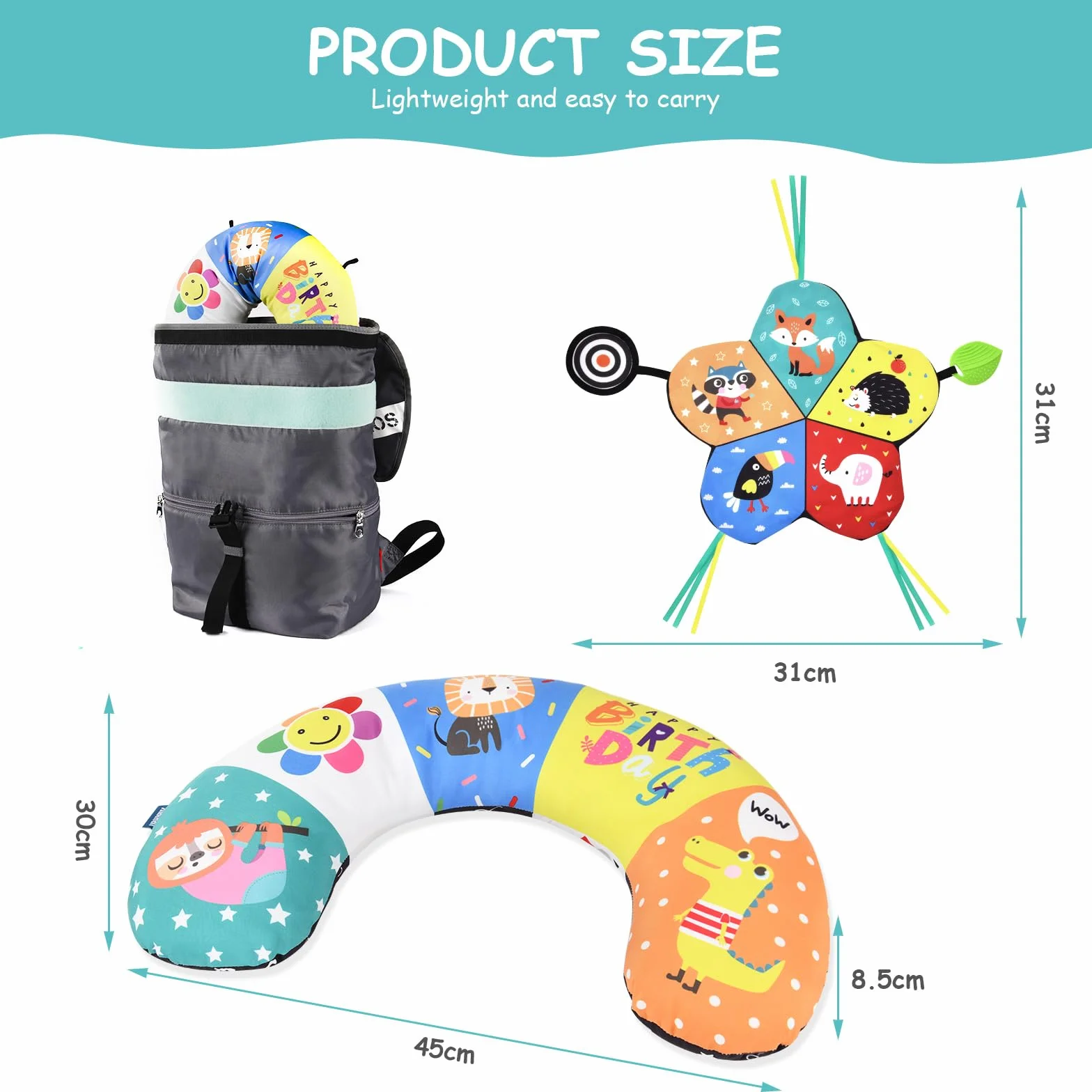 Vicloon Coussin interactif pour bébé Jeu Sur le Ventre Et Assis 0-6 Mois Développement Muscles