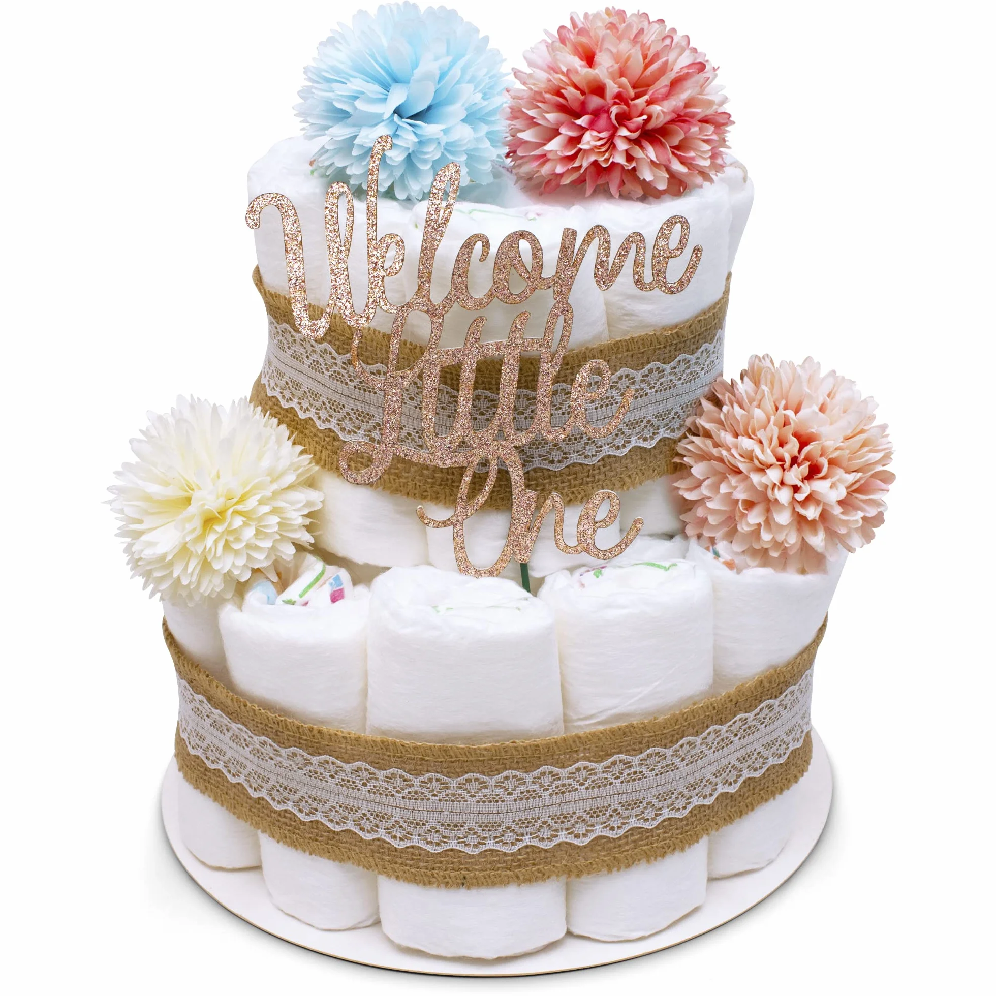 Gâteau de couches vintage neutre MilaBoo style boho Cadeau naissance baptême