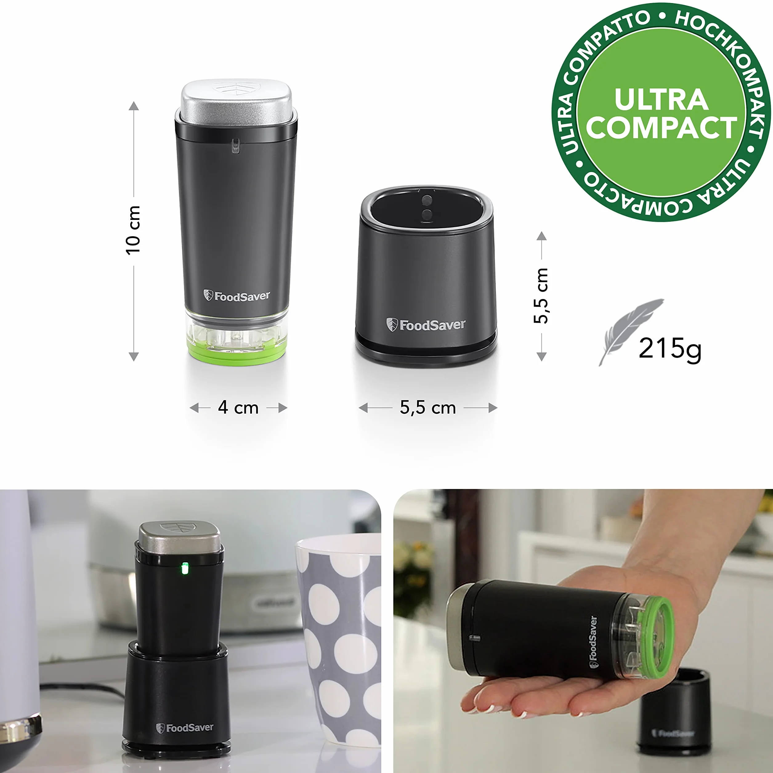 FoodSaver Appareil de mise sous vide portatif sans fil VS1199X avec station de chargement et récipient