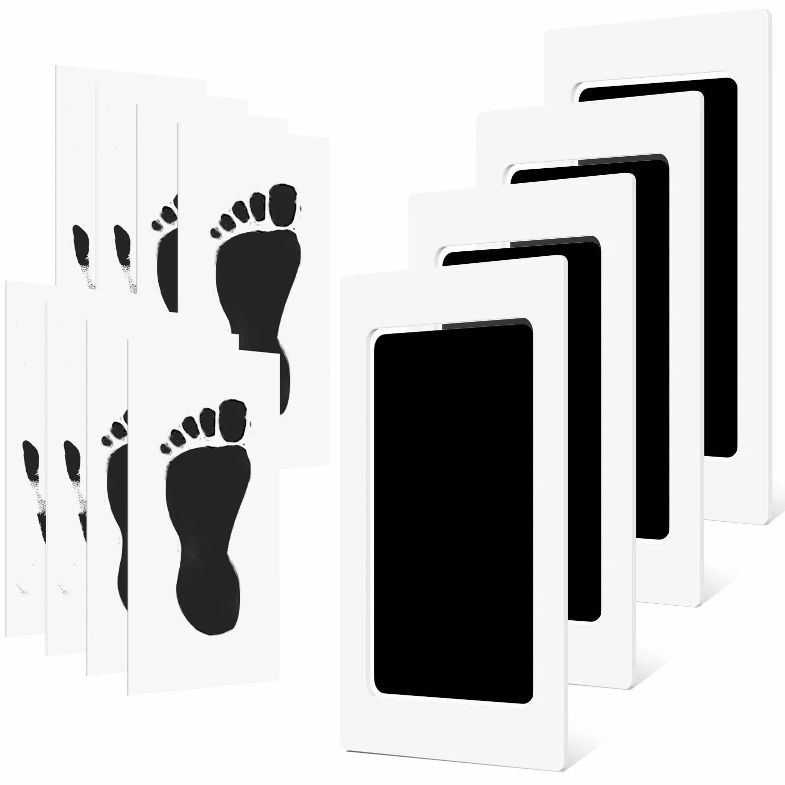 Kit Empreinte Pieds et Mains Bébé avec 8 Cartes d'Impression, Tampon Encreur Sans Encre, Clean Touch