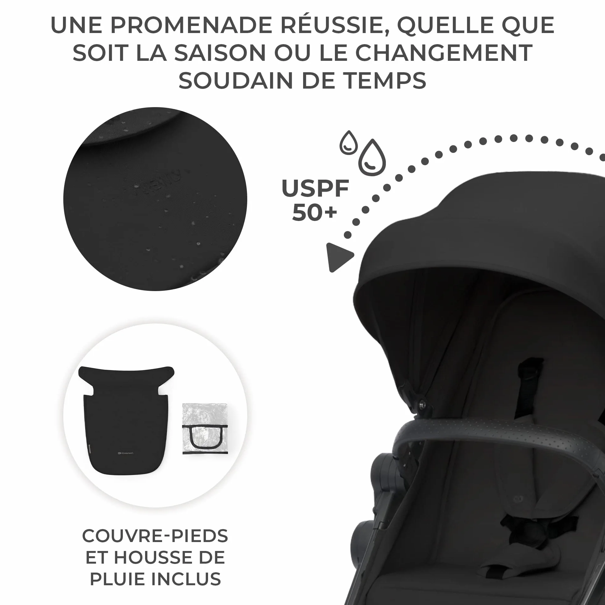 Kinderkraft NEWLY 3 en 1 Poussette Trio Système de Voyage avec Siège Auto MINK PRO I-Size 360°, Noir